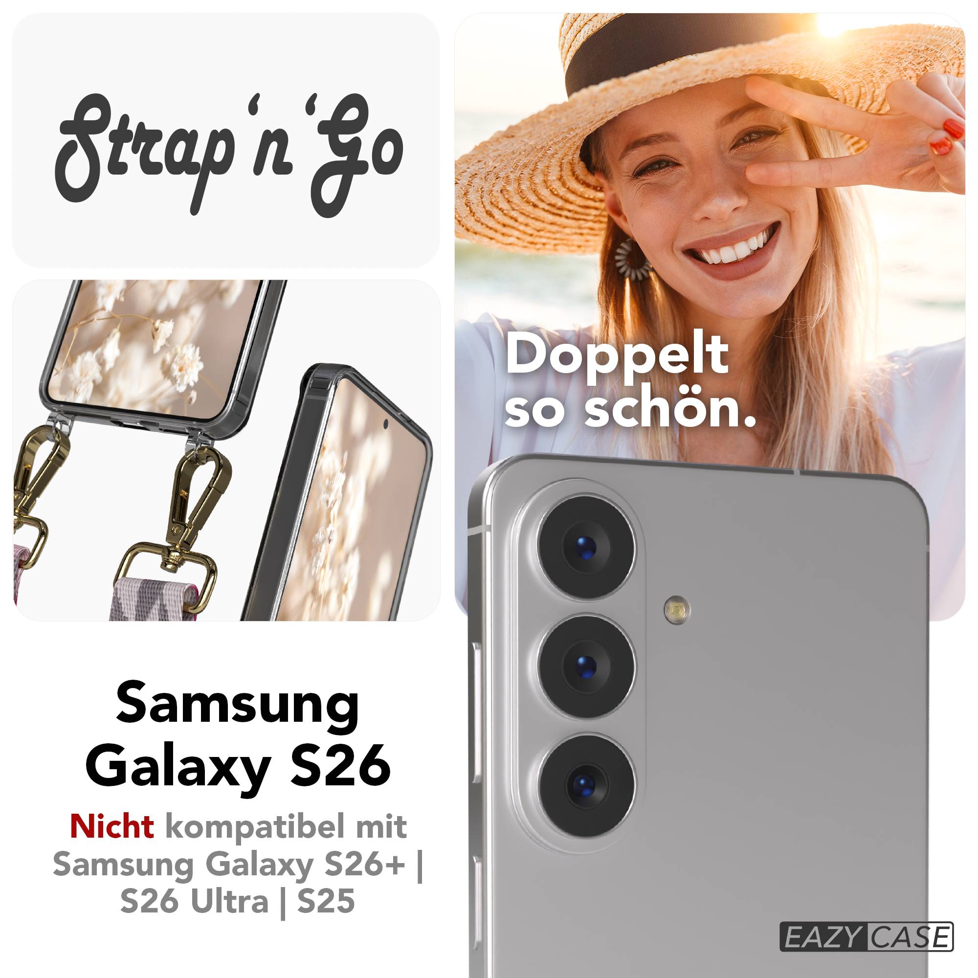 Samsung Galaxy S26 Handykette mit verstellbarem Boho Band Umhängeband 