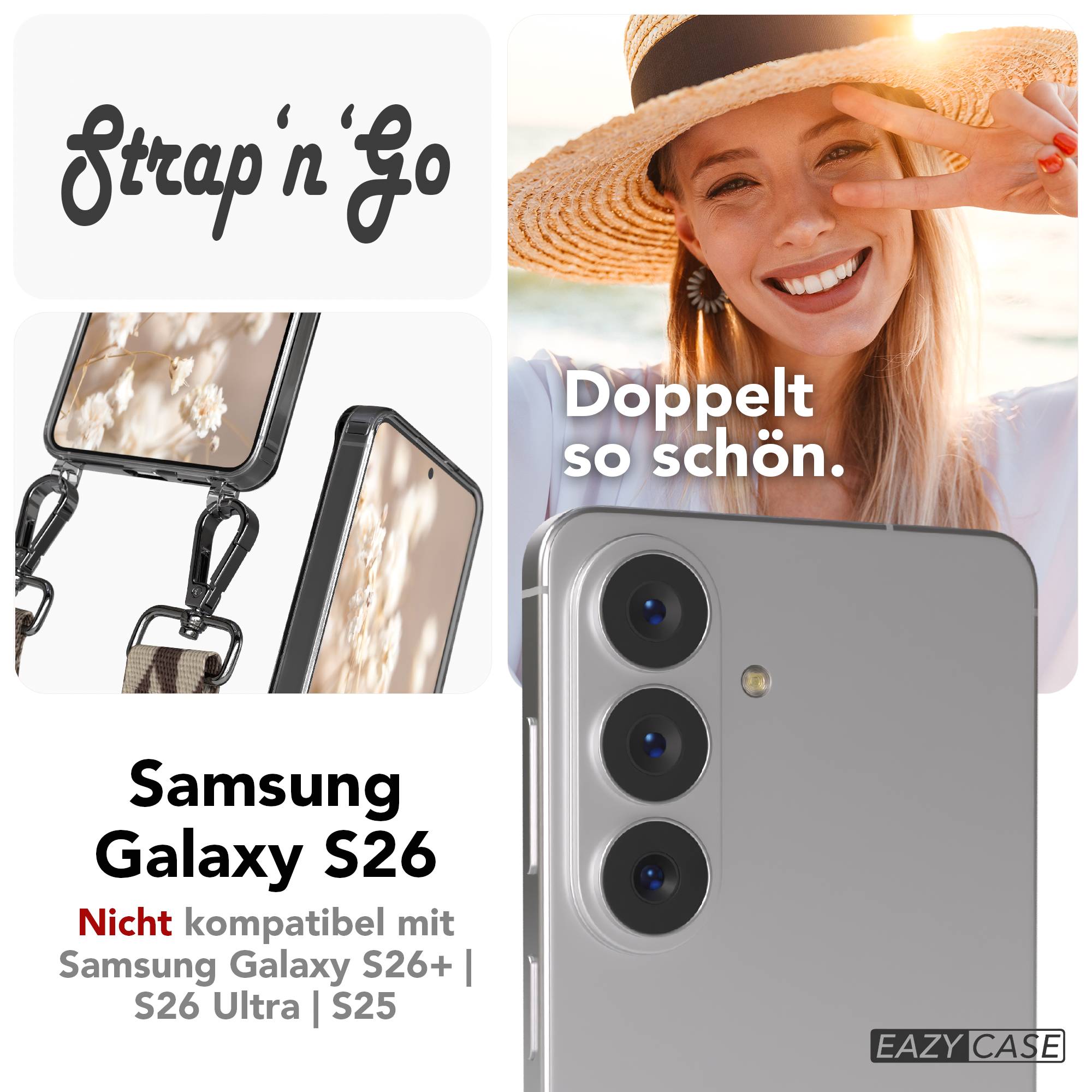 Samsung Galaxy S26 Handykette mit verstellbarem Boho Band Umhängeband 