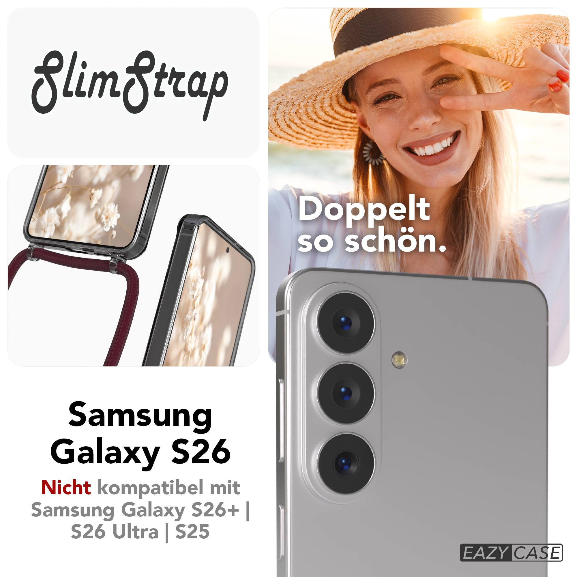Samsung Galaxy S26 transparente Handykette mit MagSafe Funktion und verstellbarer Kordel 