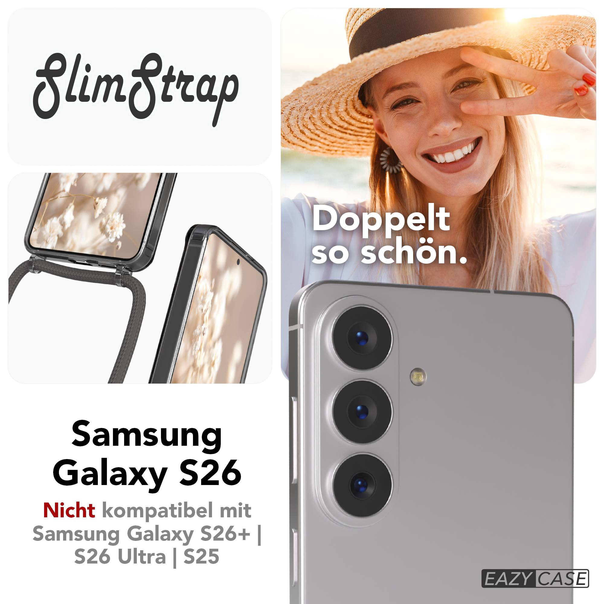 Samsung Galaxy S26 transparente Handykette mit MagSafe Funktion und verstellbarer Kordel 