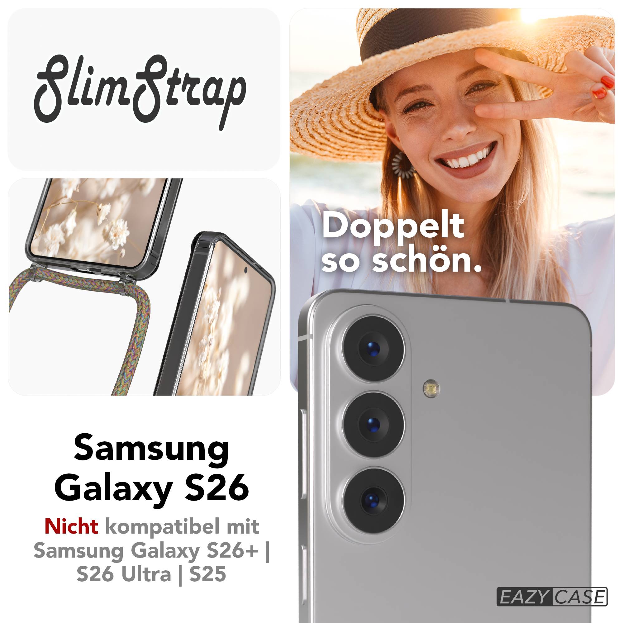 Samsung Galaxy S26 transparente Handykette mit MagSafe Funktion und verstellbarer Kordel 