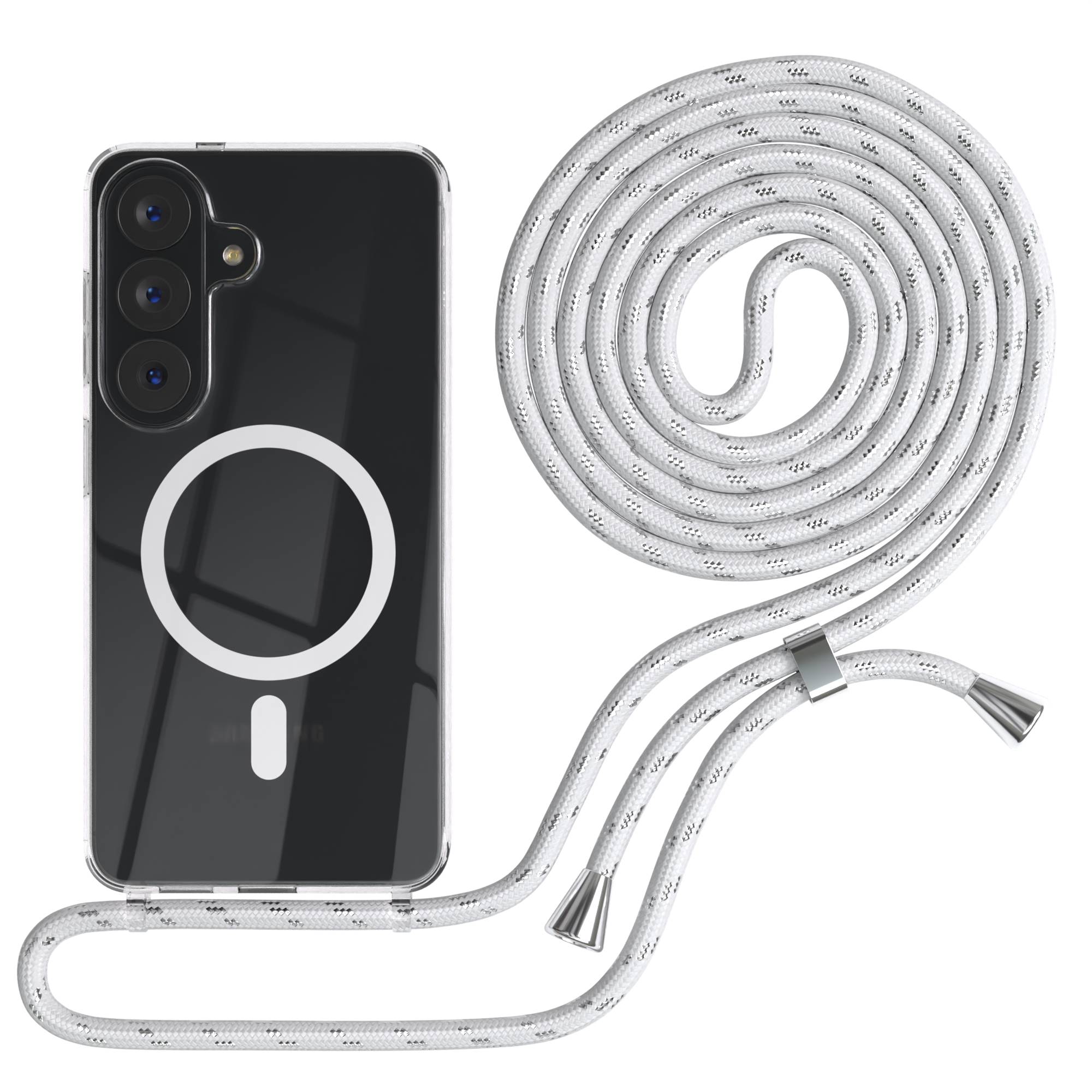 Samsung Galaxy S26 transparente Handykette mit MagSafe Funktion und verstellbarer Kordel 