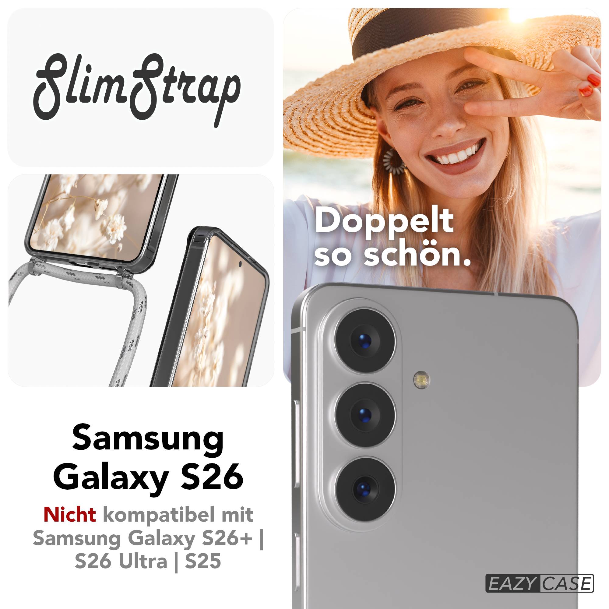 Samsung Galaxy S26 transparente Handykette mit MagSafe Funktion und verstellbarer Kordel 