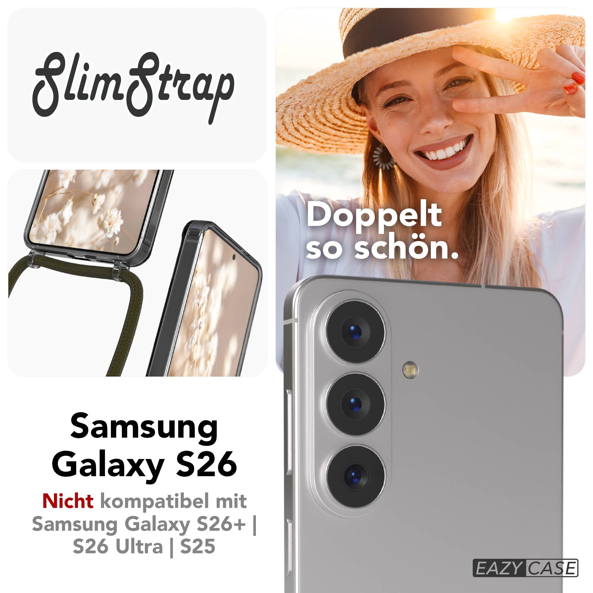 Samsung Galaxy S26 transparente Handykette mit MagSafe Funktion und verstellbarer Kordel 