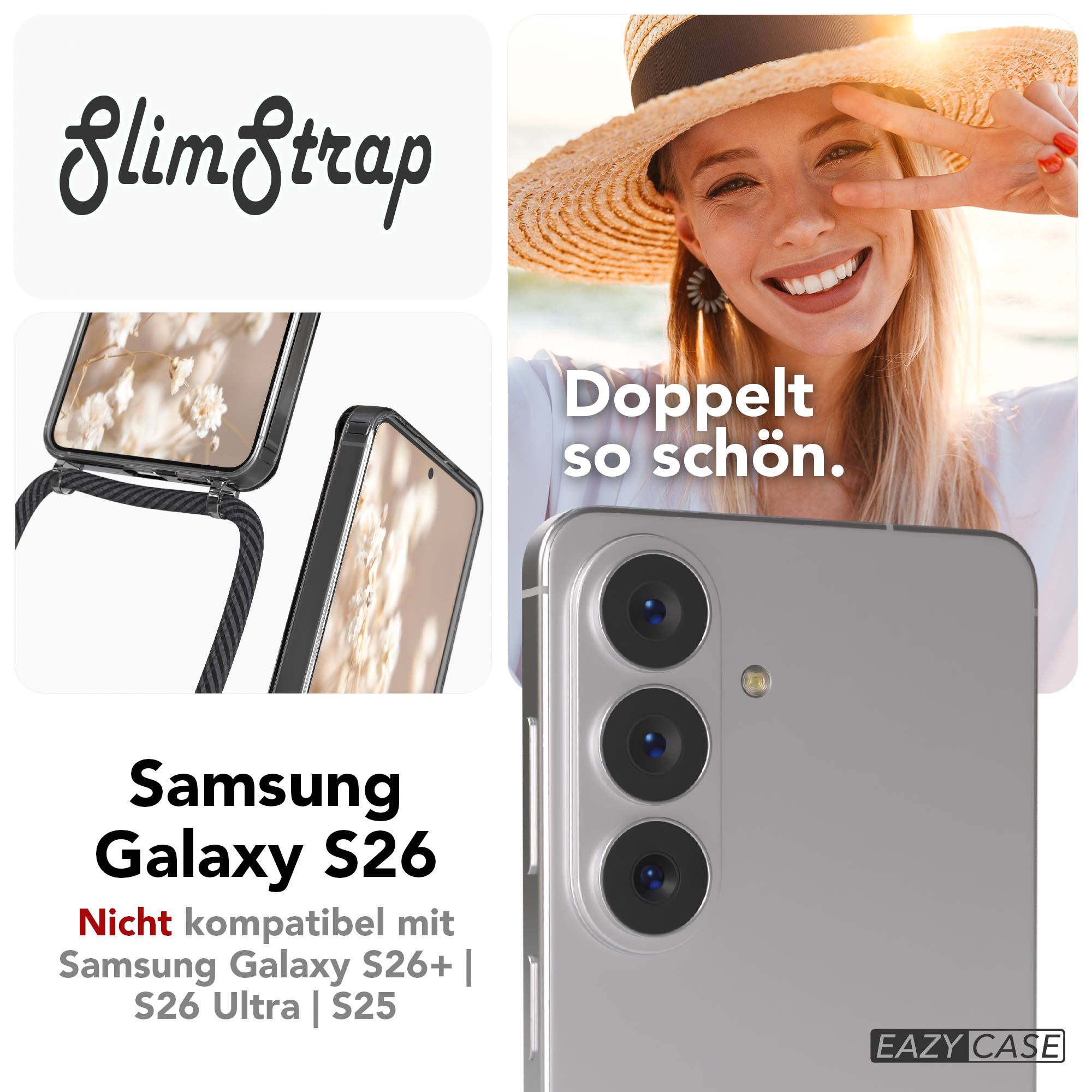 Samsung Galaxy S26 transparente Handykette mit MagSafe Funktion und verstellbarer Kordel 