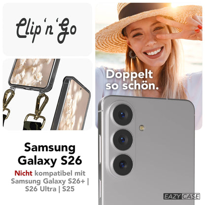 Samsung Galaxy S26 MagSafe Handykette mit verstellbarem Boho Band Set #farbe_dunkelgrun-camouflage-metallfarbe-gold