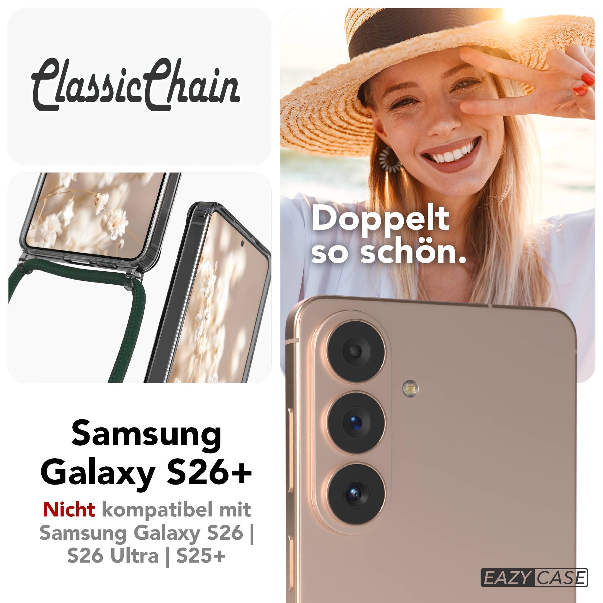 Samsung Galaxy S26 Plus transparente Handykette mit verstellbarer Kordel 