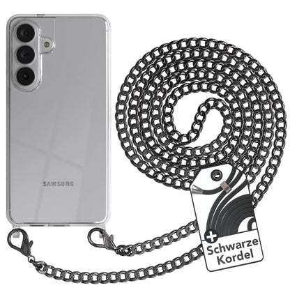 Samsung Galaxy S26 Plus Handykette mit Metallkette und schwarzer Kordel 