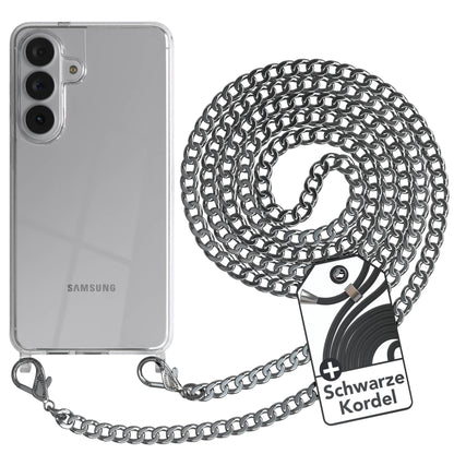 Samsung Galaxy S26 Plus Handykette mit Metallkette und schwarzer Kordel 