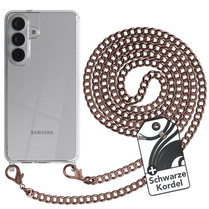 Samsung Galaxy S26 Plus Handykette mit Metallkette und schwarzer Kordel 
