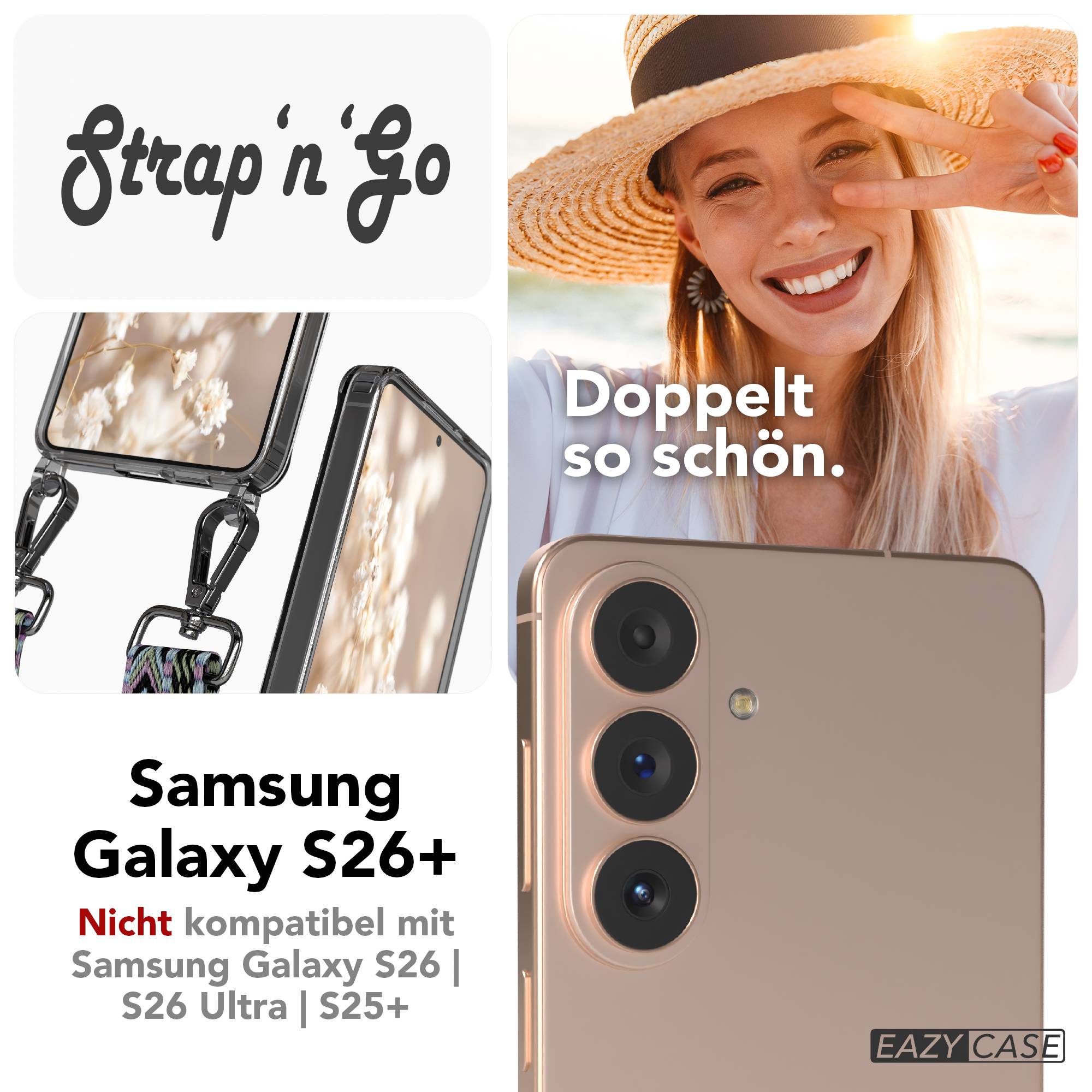 Samsung Galaxy S26 Plus Handykette mit Boho Band verstellbar 
