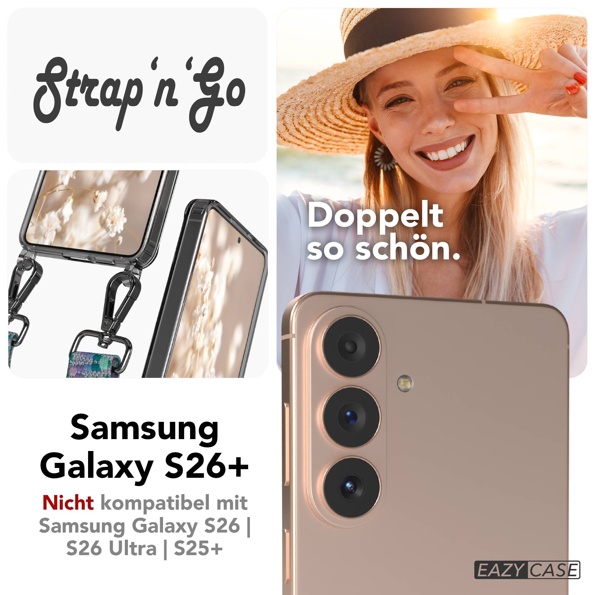 Samsung Galaxy S26 Plus Handykette mit Boho Band verstellbar 
