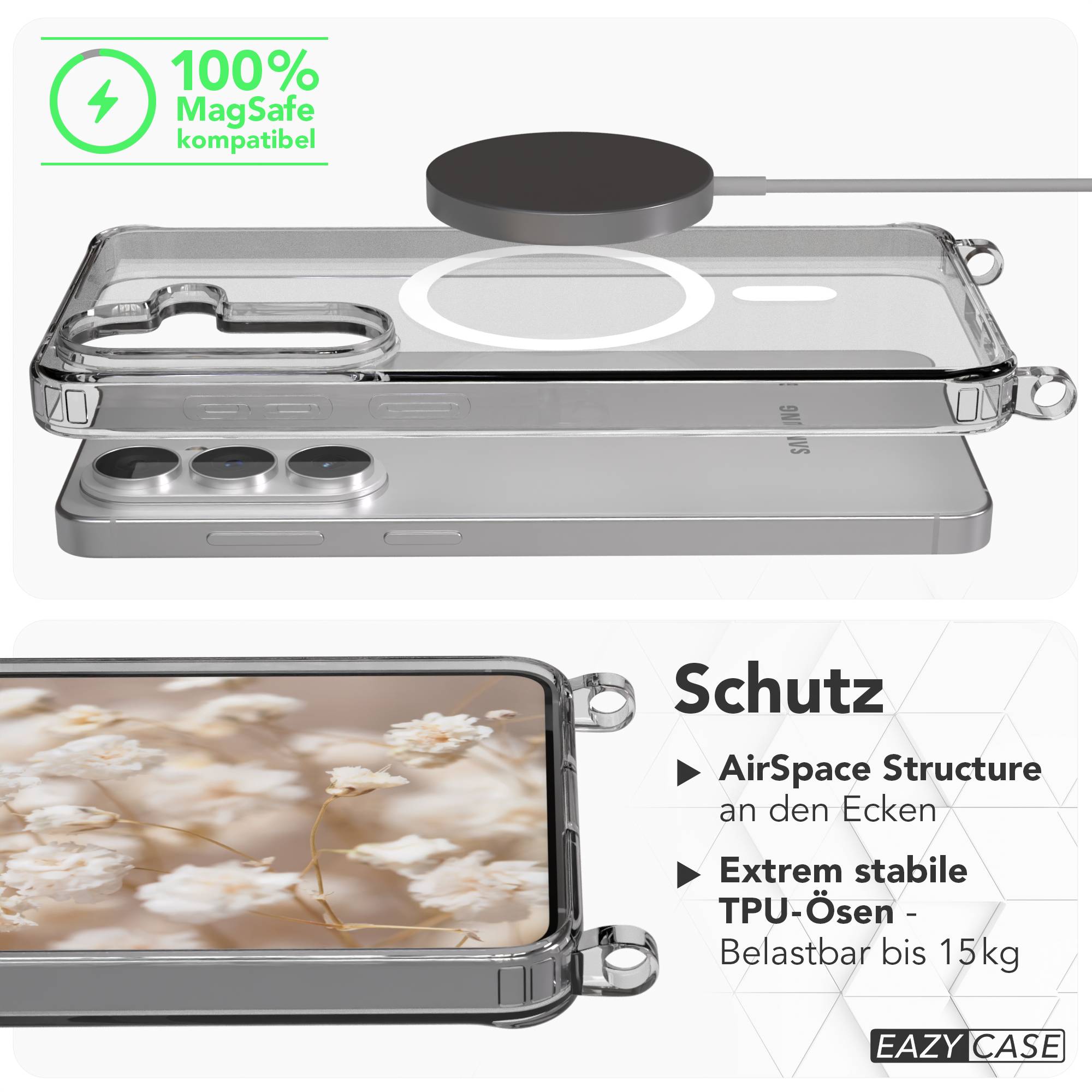 Samsung Galaxy S26 Plus transparente Handykette mit Kordel MagSafe TPU Hülle 