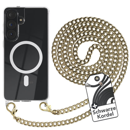 Samsung Galaxy S26 Plus Handykette mit schwarzer Metallkette MagSafe TPU Hülle 