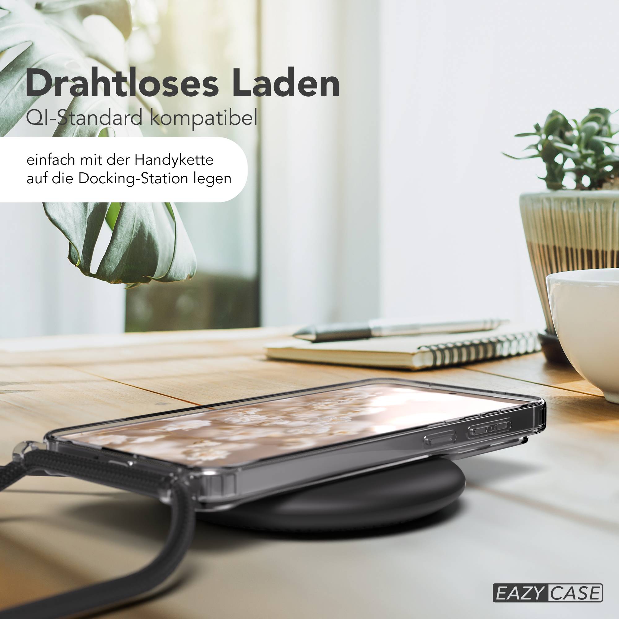 Samsung Galaxy S26 Plus Handykette mit schwarzer Metallkette MagSafe TPU Hülle 