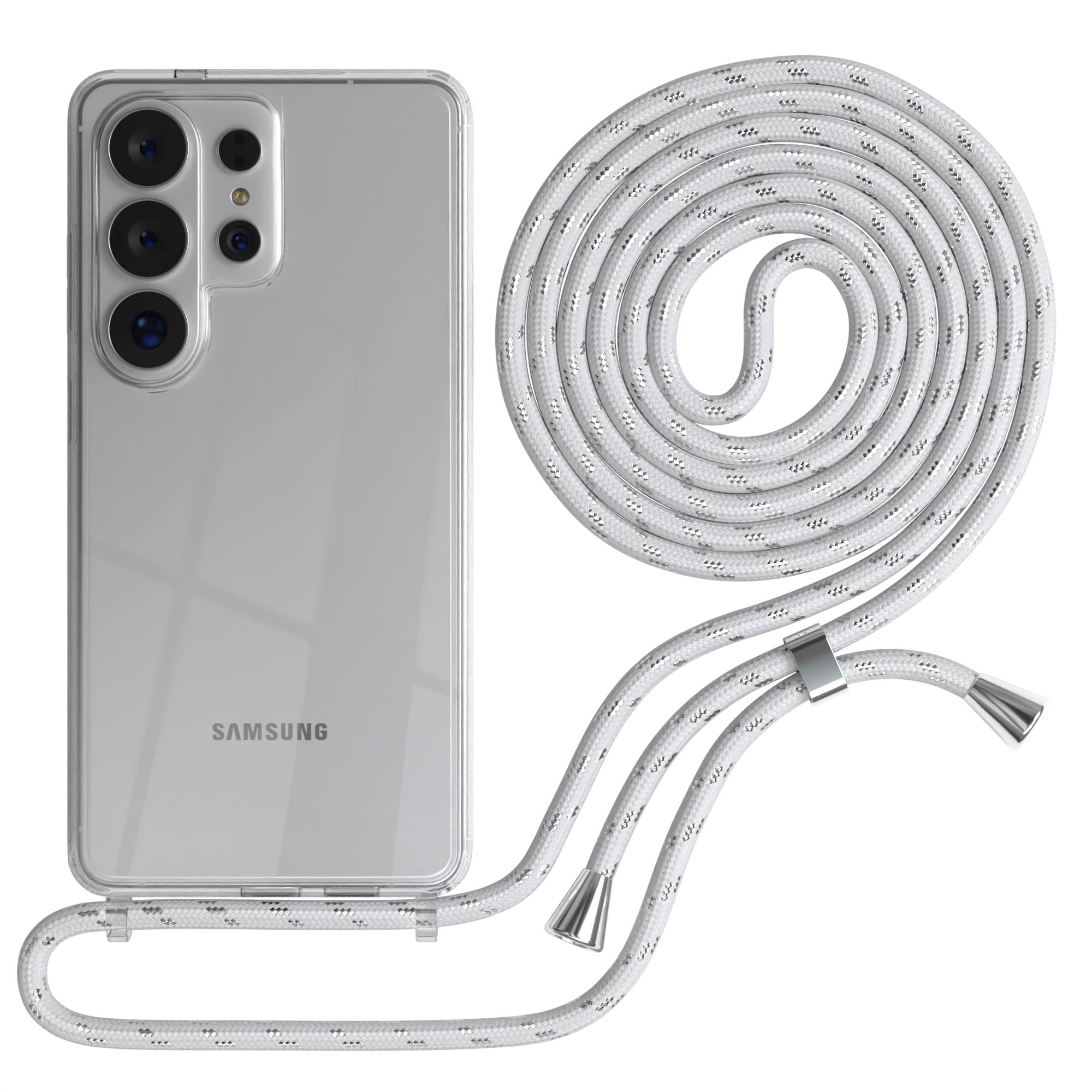 Samsung Galaxy S26 Ultra transparente Handykette mit verstellbarer Kordel TPU Hülle 