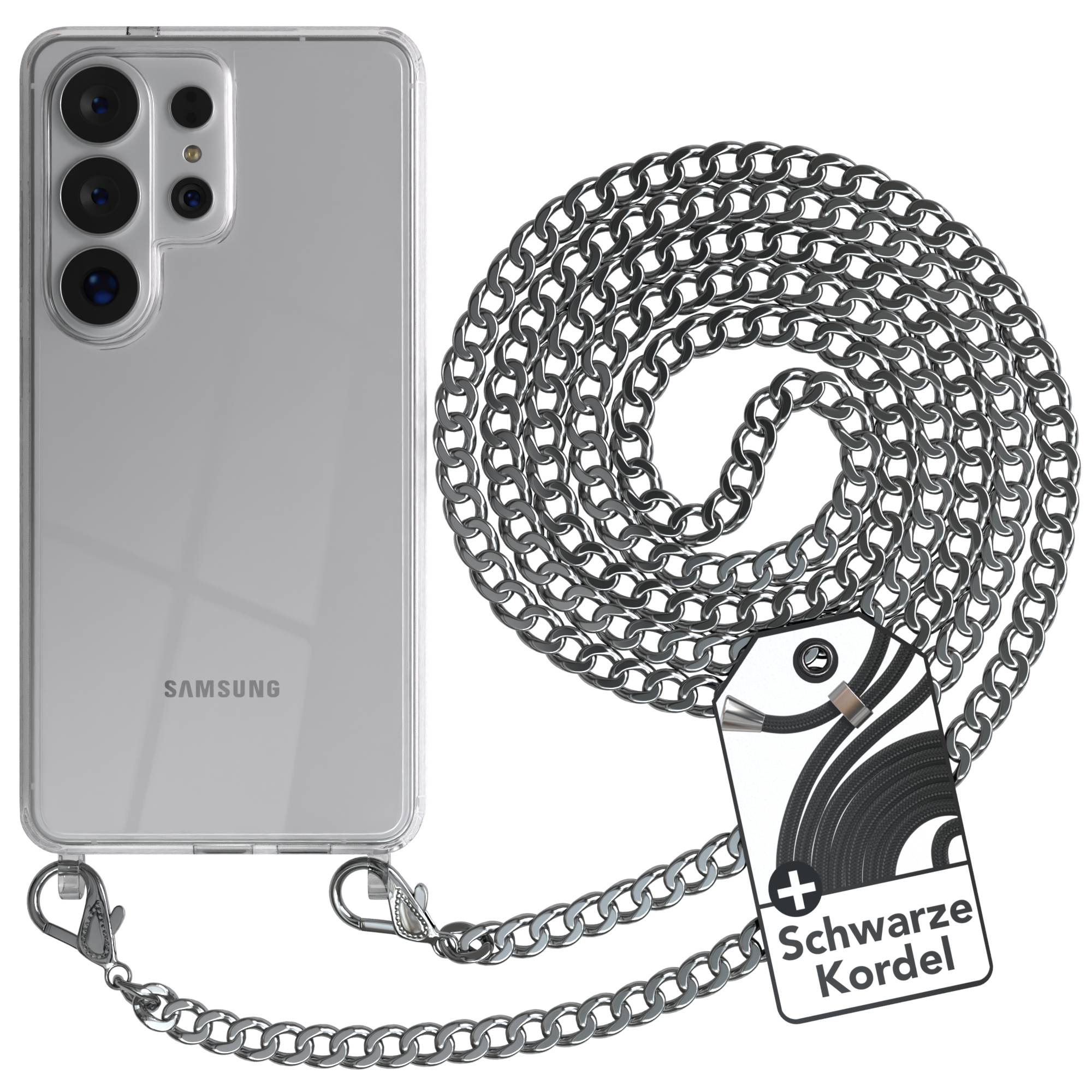 Samsung Galaxy S26 Ultra Handykette mit Metallkette und Kordel zum Umhängen 