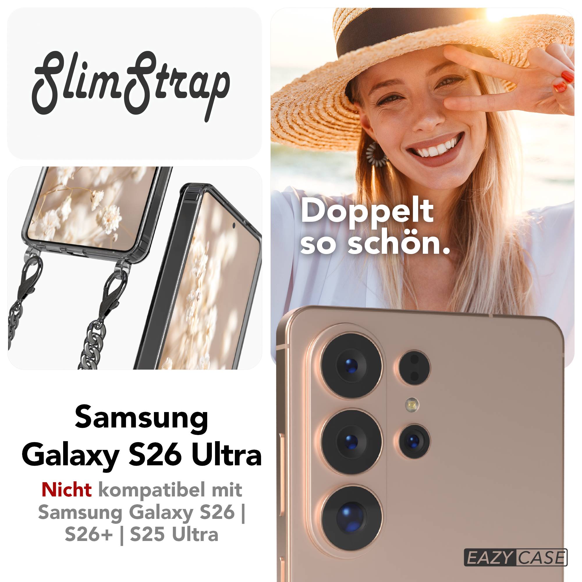 Samsung Galaxy S26 Ultra Handykette mit Metallkette und Kordel zum Umhängen 