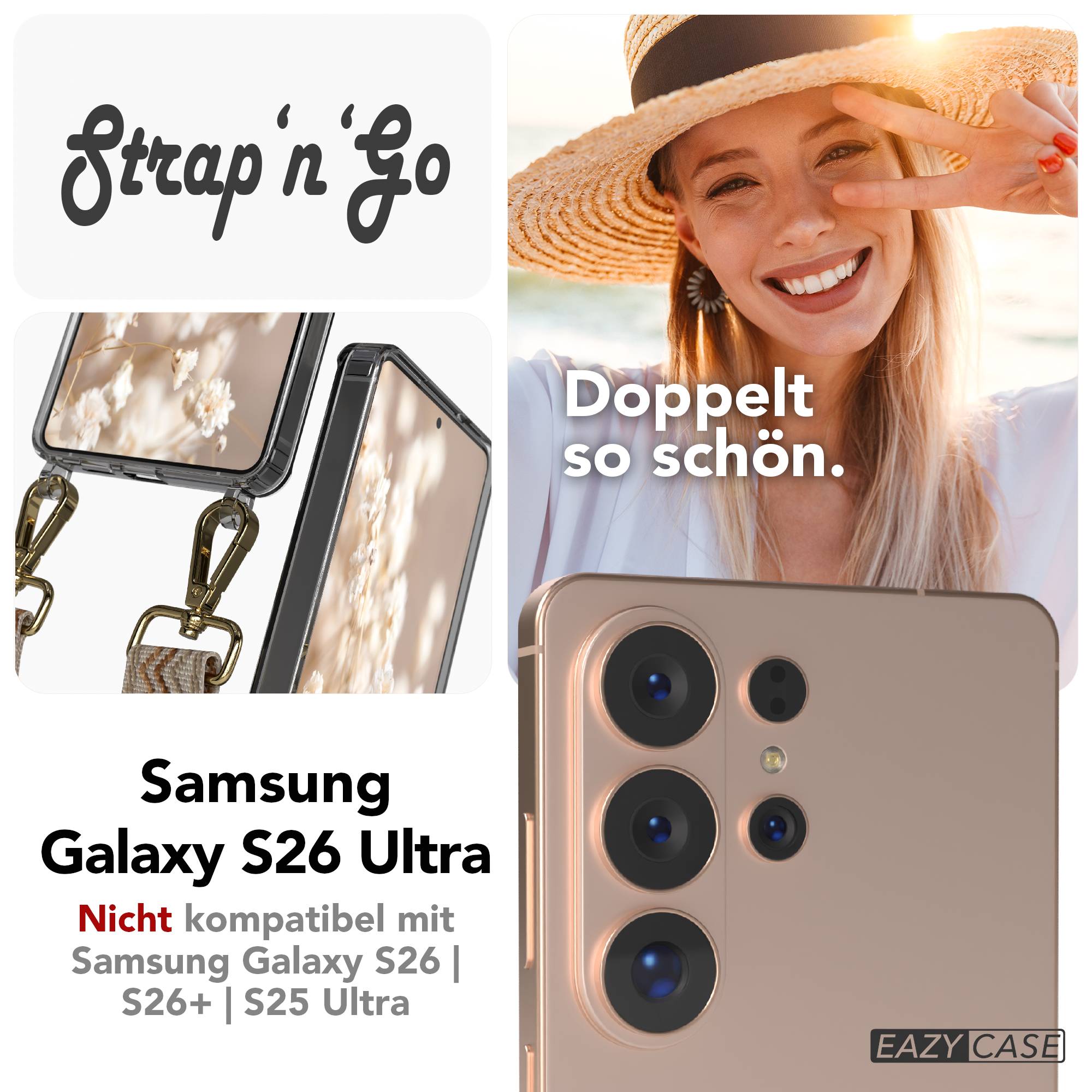 Samsung Galaxy S26 Ultra Handykette mit Boho Band verstellbar 