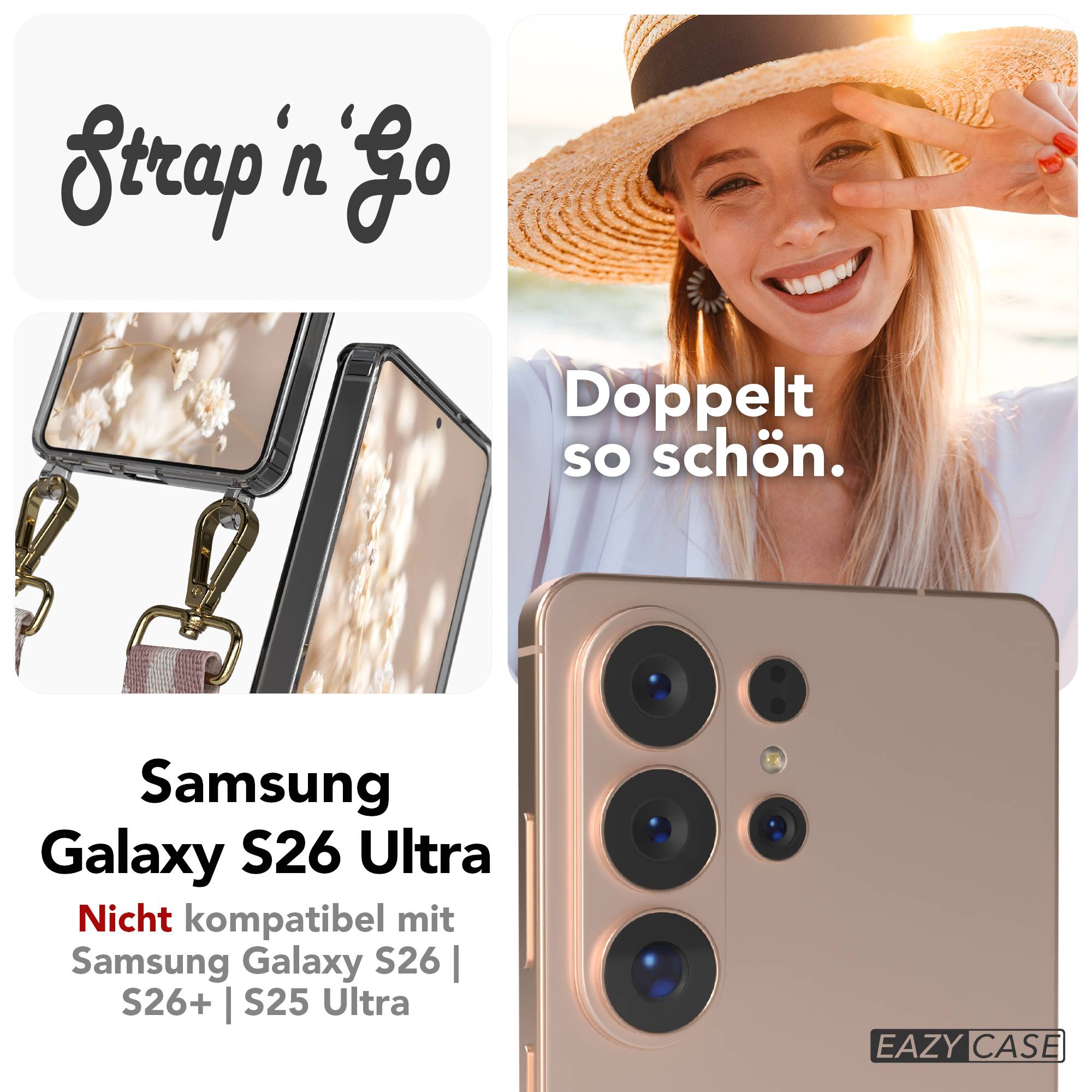 Samsung Galaxy S26 Ultra Handykette mit verstellbarem Boho Band zum Umhängen 