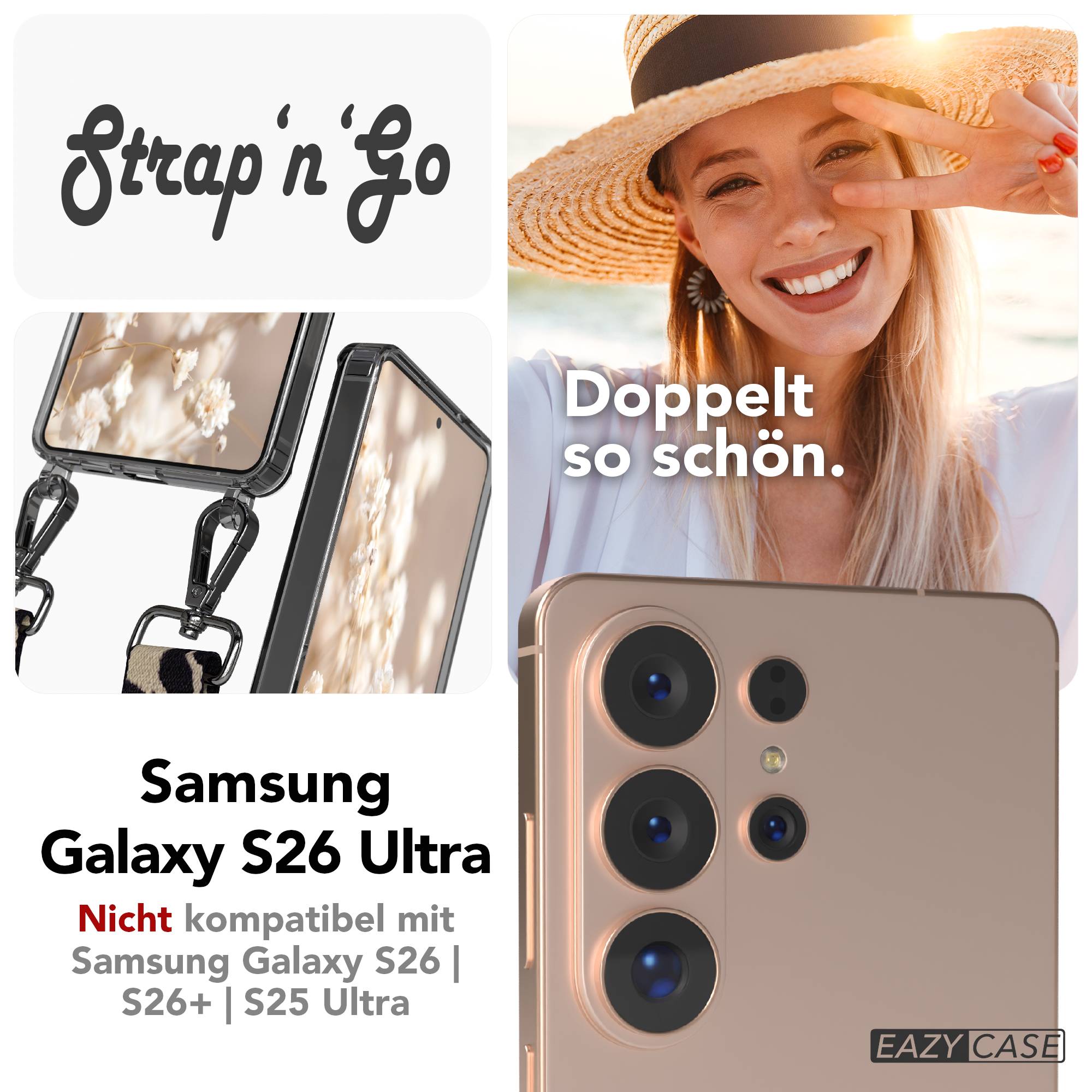 Samsung Galaxy S26 Ultra Handykette mit verstellbarem Boho Band zum Umhängen 