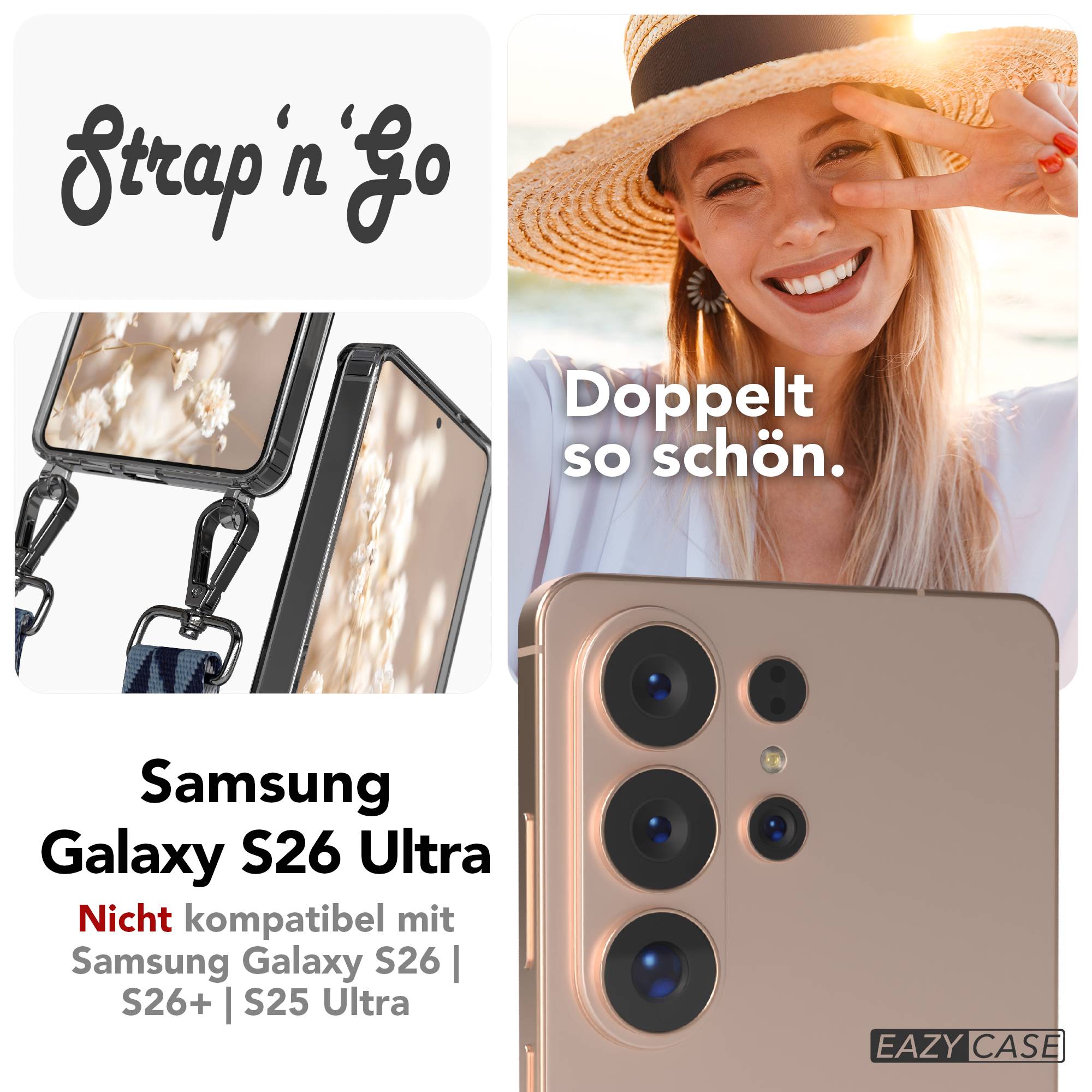 Samsung Galaxy S26 Ultra Handykette mit verstellbarem Boho Band zum Umhängen 