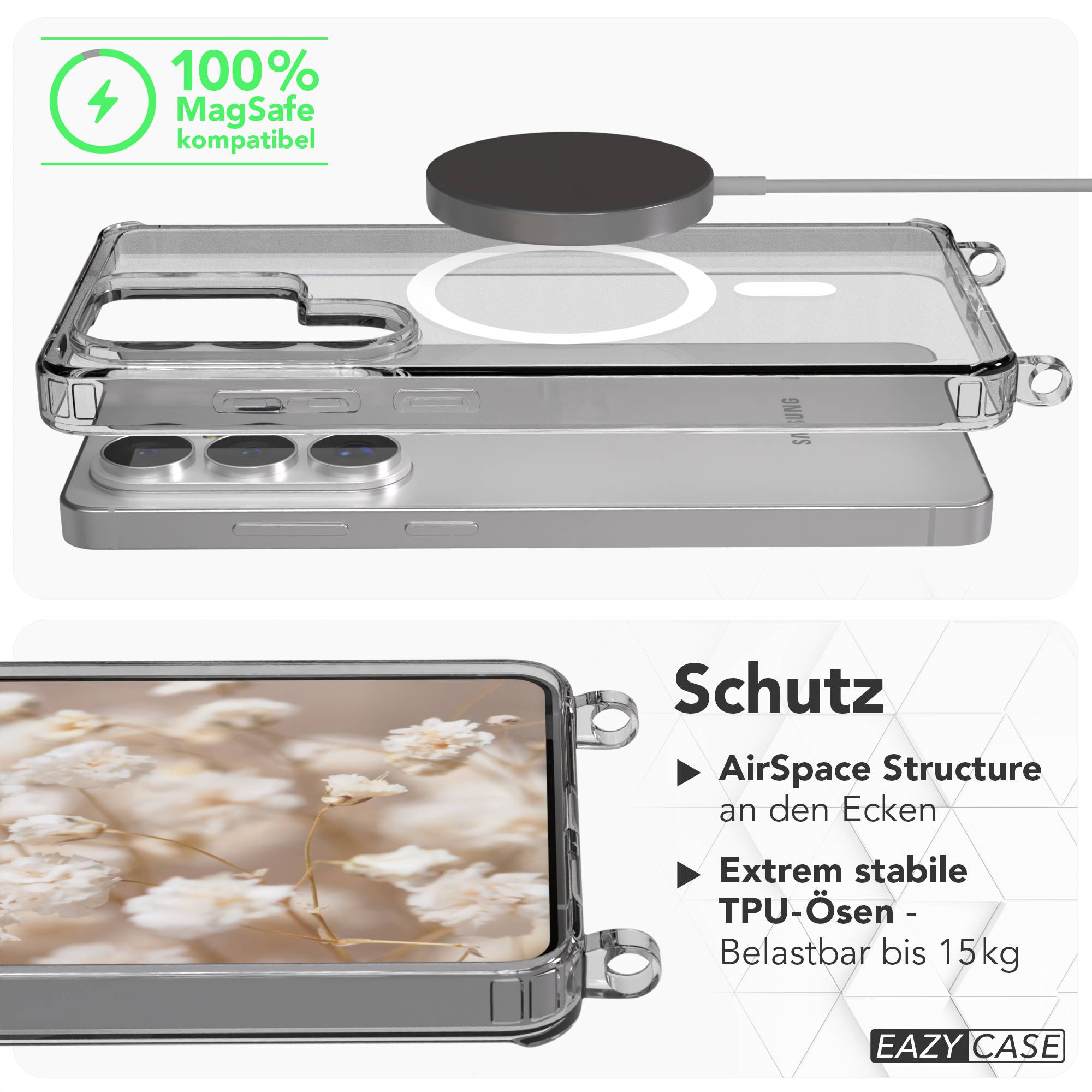 Samsung Galaxy S26 Ultra transparente Handykette mit MagSafe und verstellbarer Kordel 