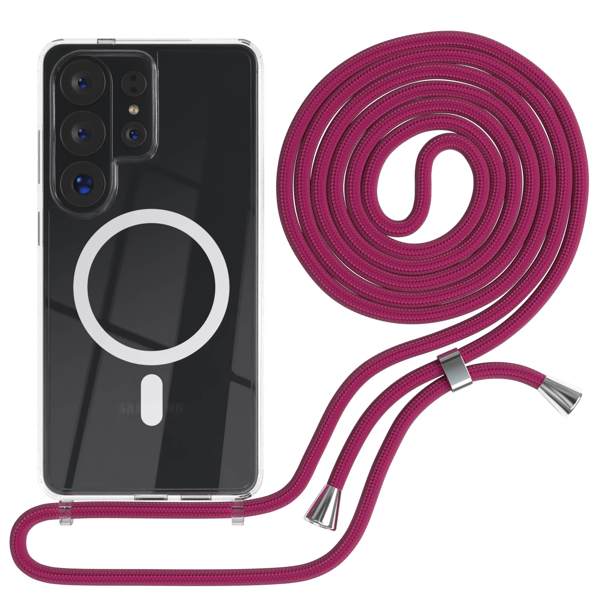 Samsung Galaxy S26 Ultra transparente Handykette mit MagSafe und verstellbarer Kordel 