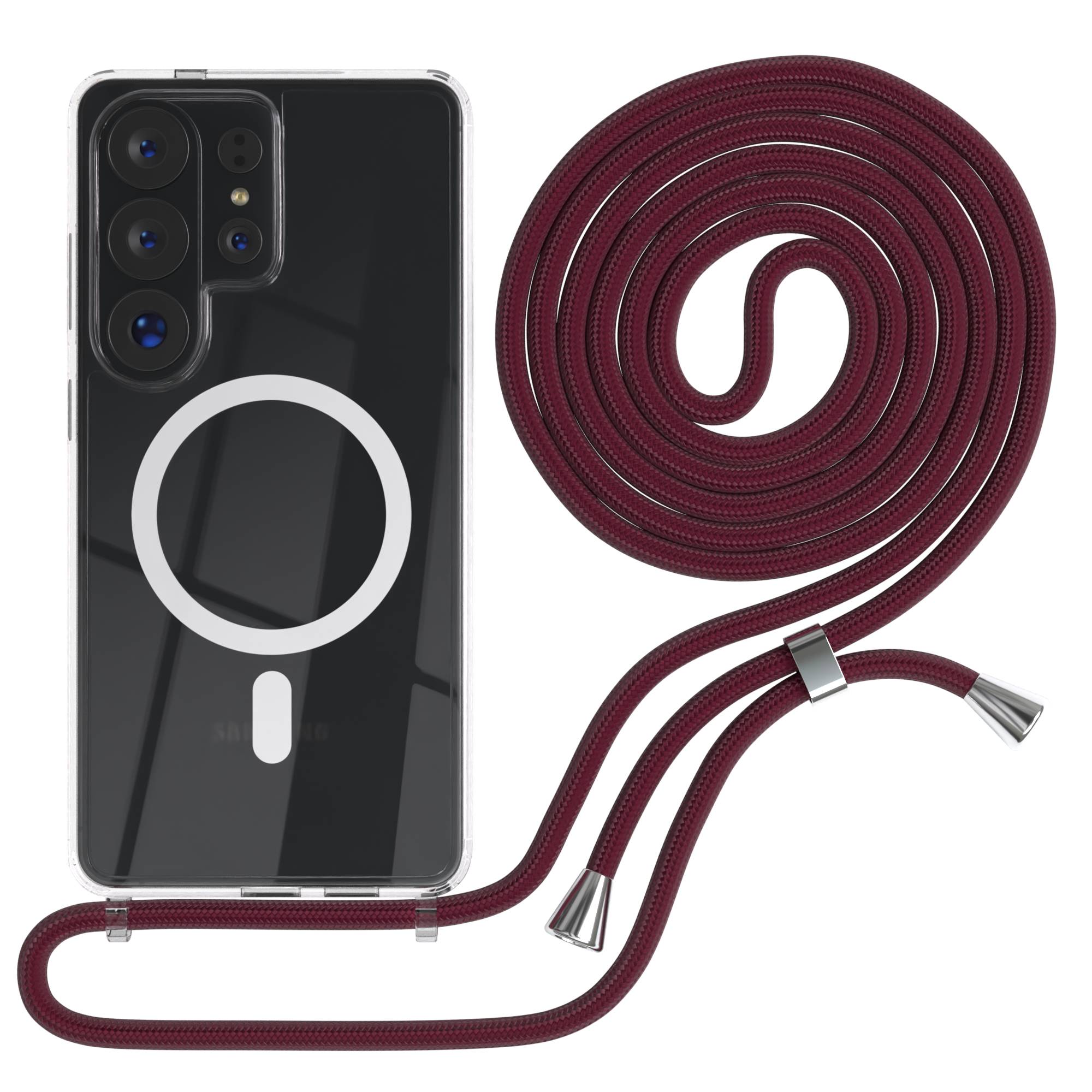 Samsung Galaxy S26 Ultra transparente Handykette mit MagSafe und verstellbarer Kordel 