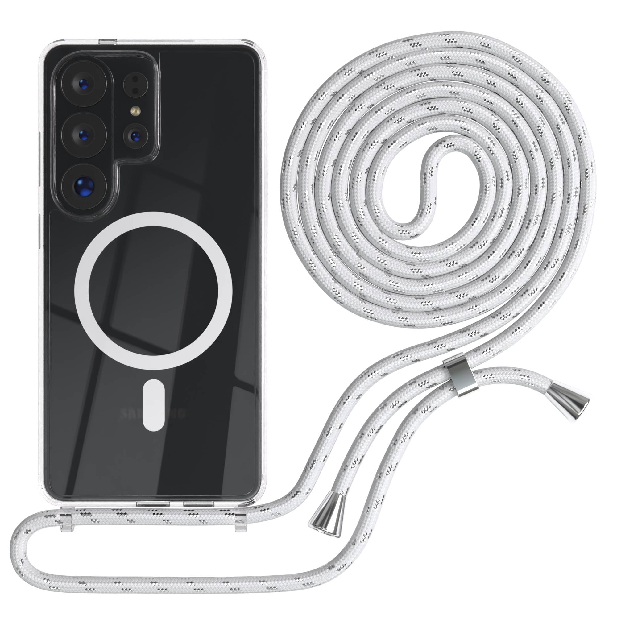 Samsung Galaxy S26 Ultra transparente Handykette mit MagSafe und verstellbarer Kordel 