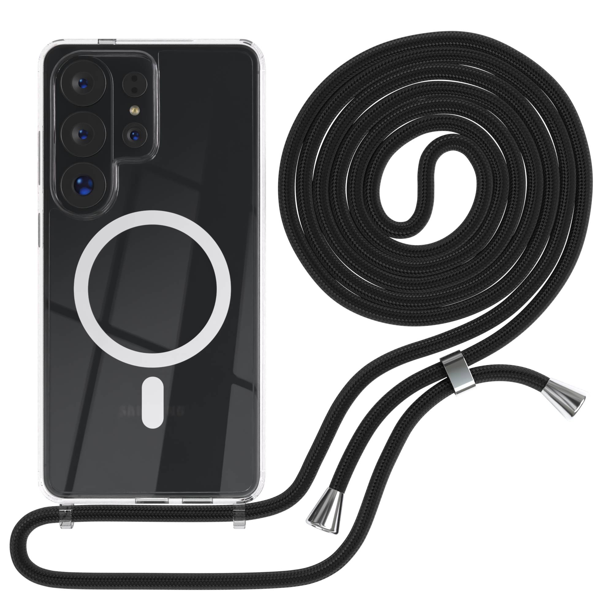 Samsung Galaxy S26 Ultra transparente Handykette mit MagSafe und verstellbarer Kordel 