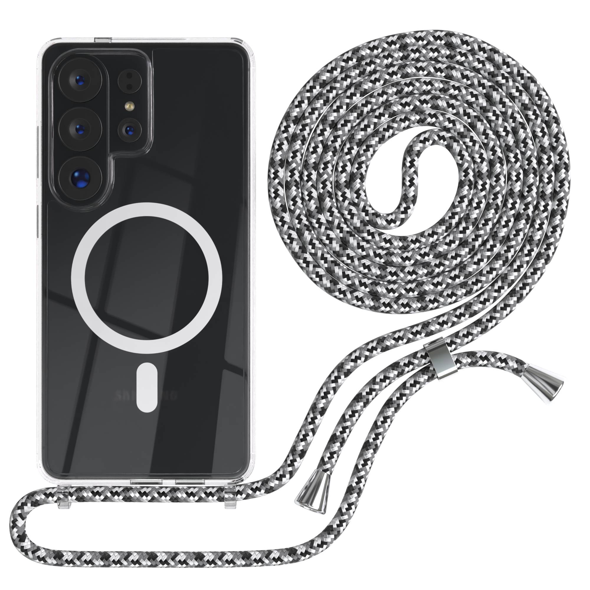 Samsung Galaxy S26 Ultra transparente Handykette mit MagSafe und verstellbarer Kordel 