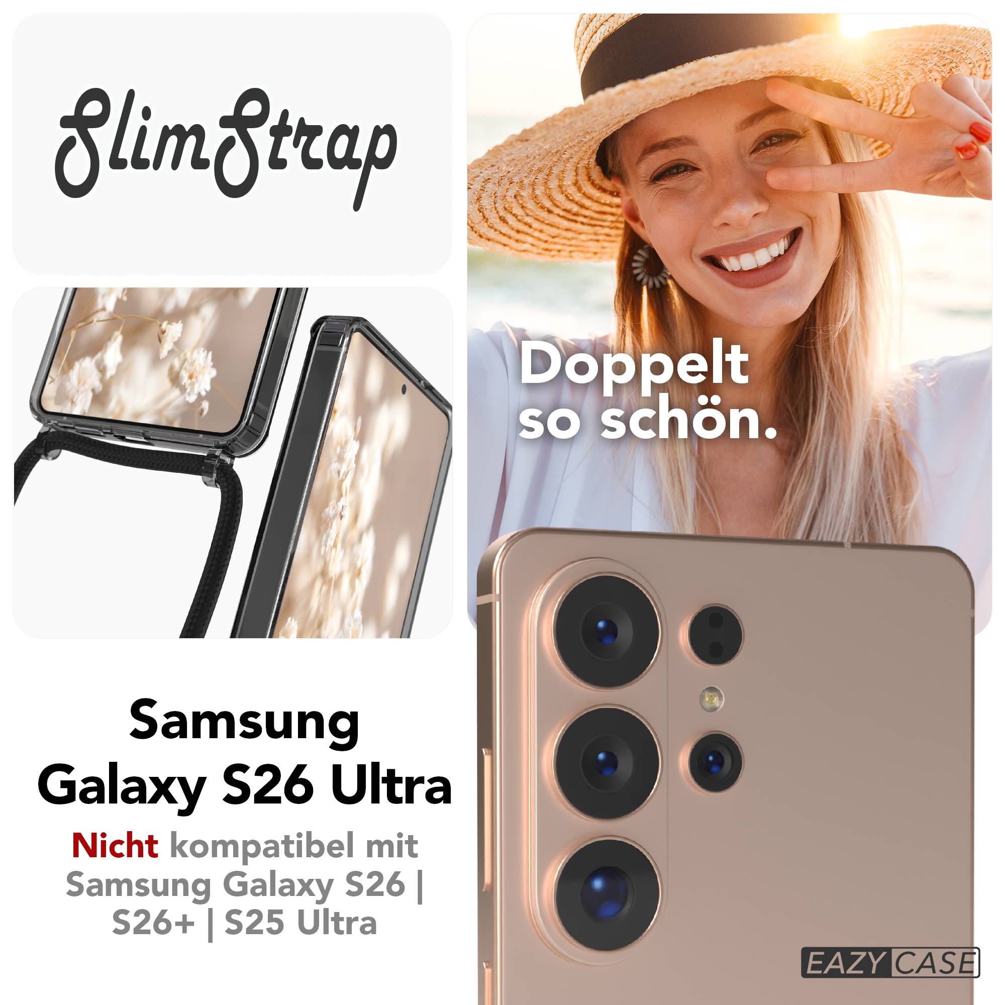 Samsung Galaxy S26 Ultra transparente Handykette mit MagSafe und verstellbarer Kordel 