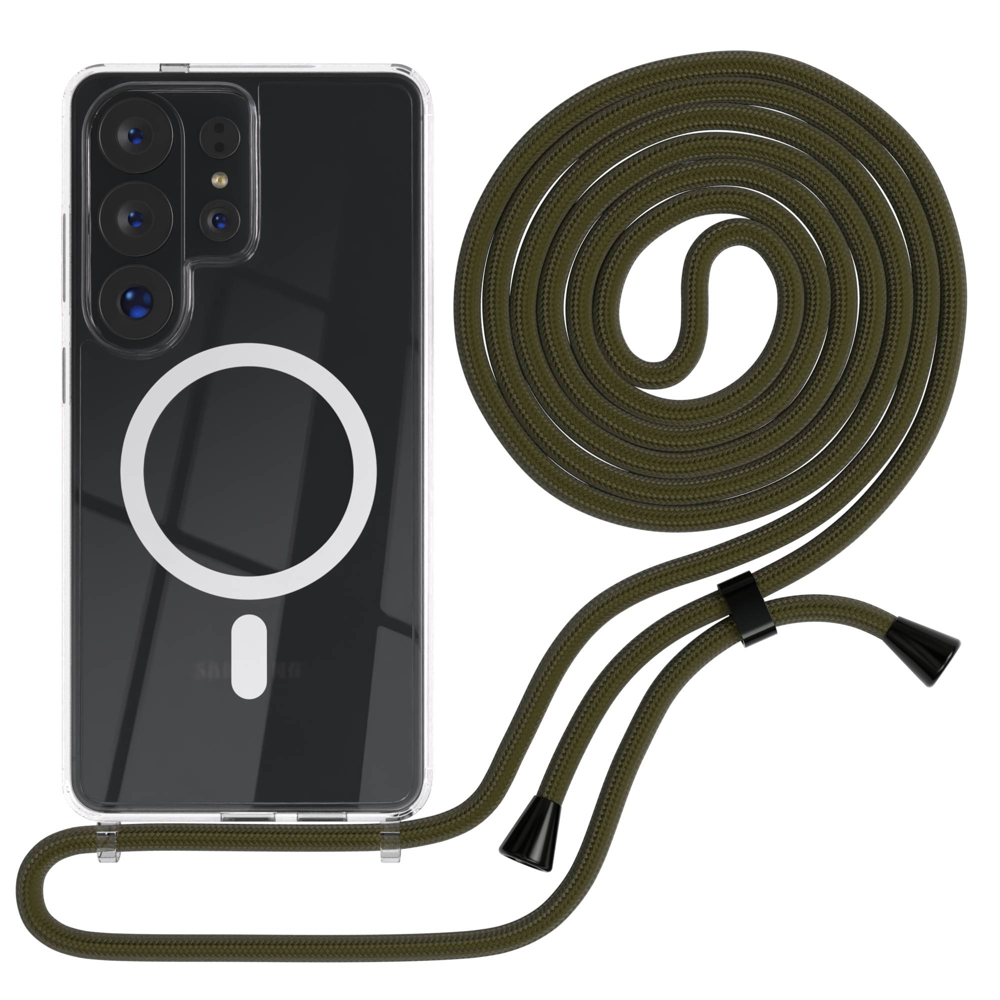 Samsung Galaxy S26 Ultra transparente Handykette mit MagSafe und verstellbarer Kordel 