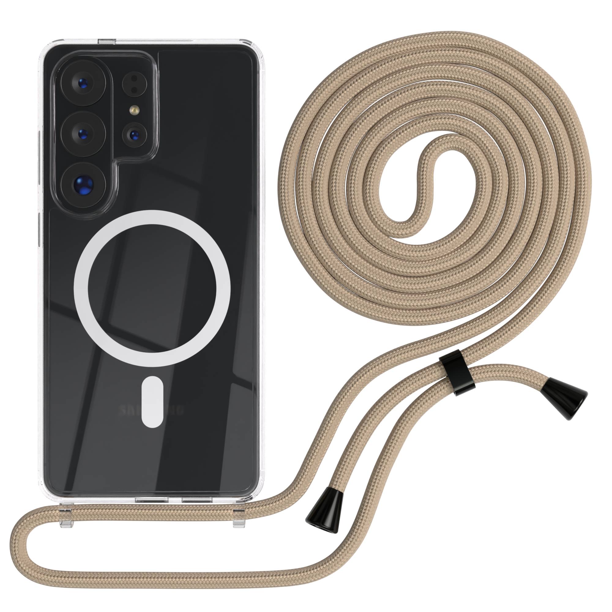 Samsung Galaxy S26 Ultra transparente Handykette mit MagSafe und verstellbarer Kordel 