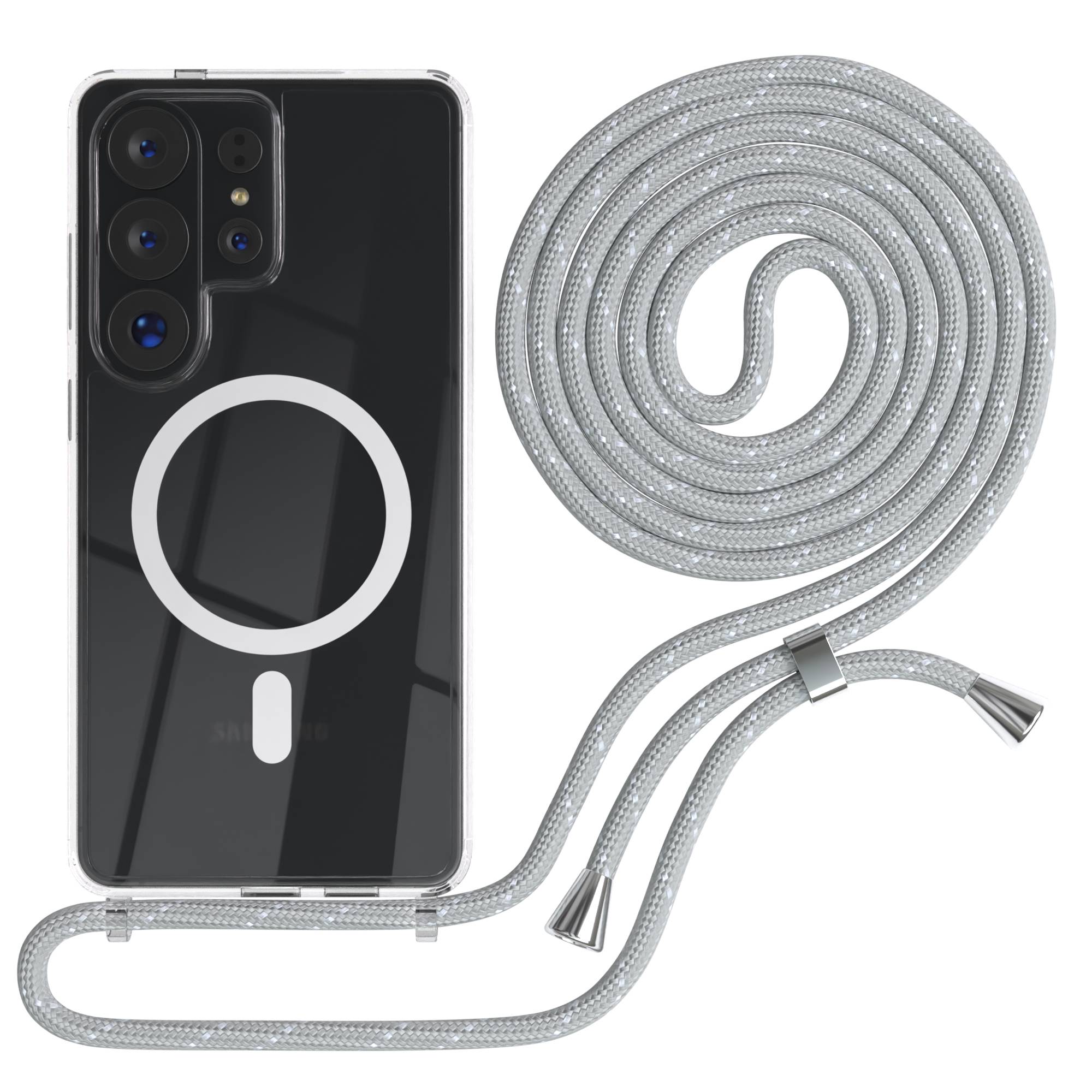 Samsung Galaxy S26 Ultra transparente Handykette mit MagSafe und verstellbarer Kordel 