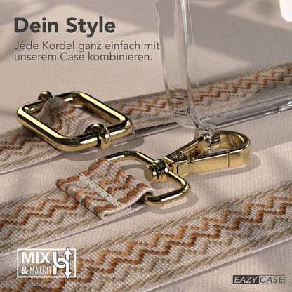 Samsung Galaxy S26 Ultra Handykette MagSafe Boho Band verstellbar EAZY CASE #farbe_beige-wellen-metallfarbe-gold