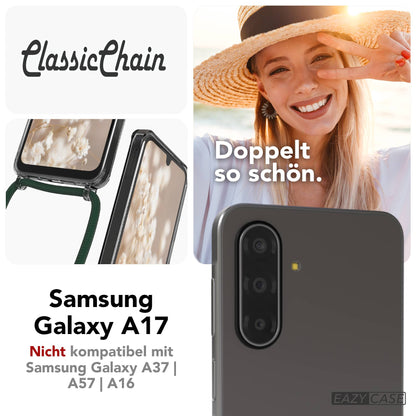 Samsung Galaxy A17 transparente Handykette mit verstellbarer Kordel TPU Hülle 