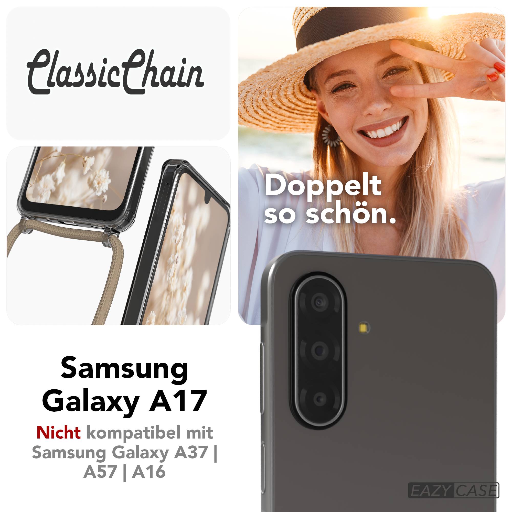 Samsung Galaxy A17 transparente Handykette mit verstellbarer Kordel TPU Hülle 