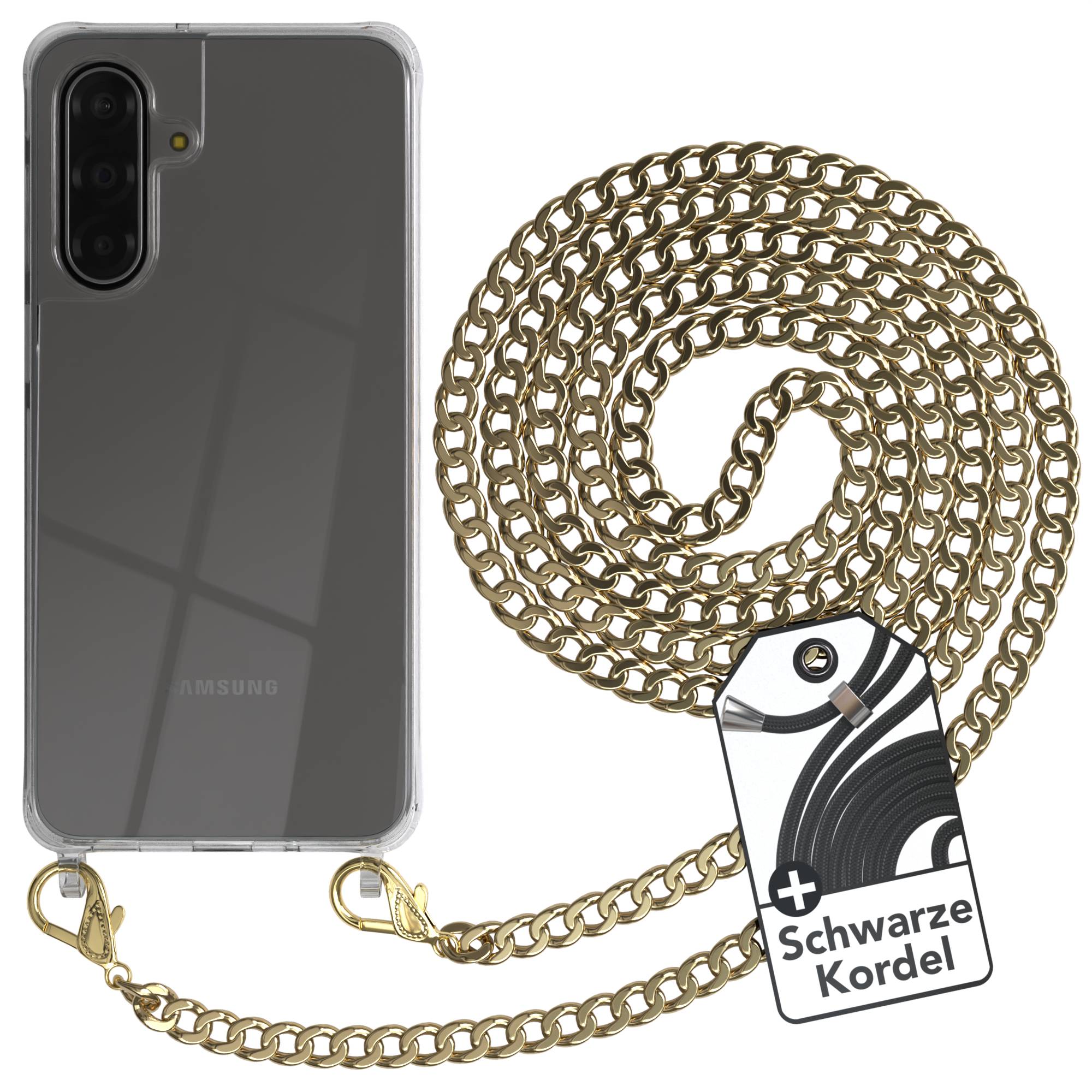 Samsung Galaxy A17 Handykette TPU Hülle schwarze Metallkordel verstellbar 