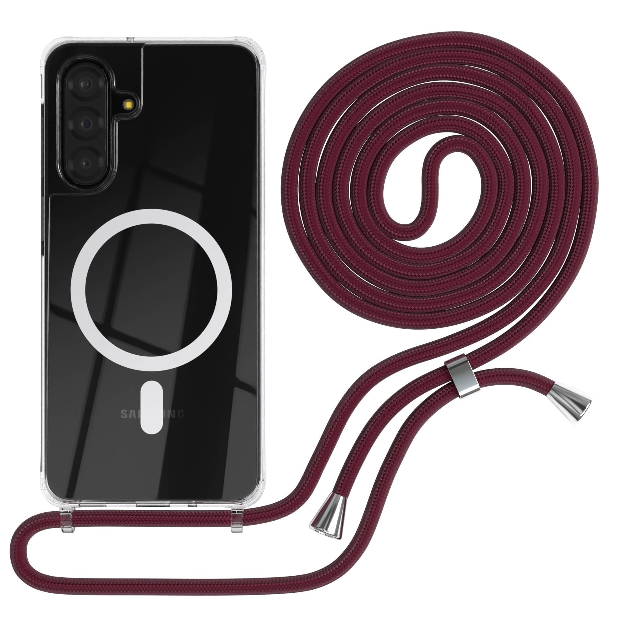 Samsung Galaxy A17 transparente Handykette mit MagSafe und verstellbarer Kordel 