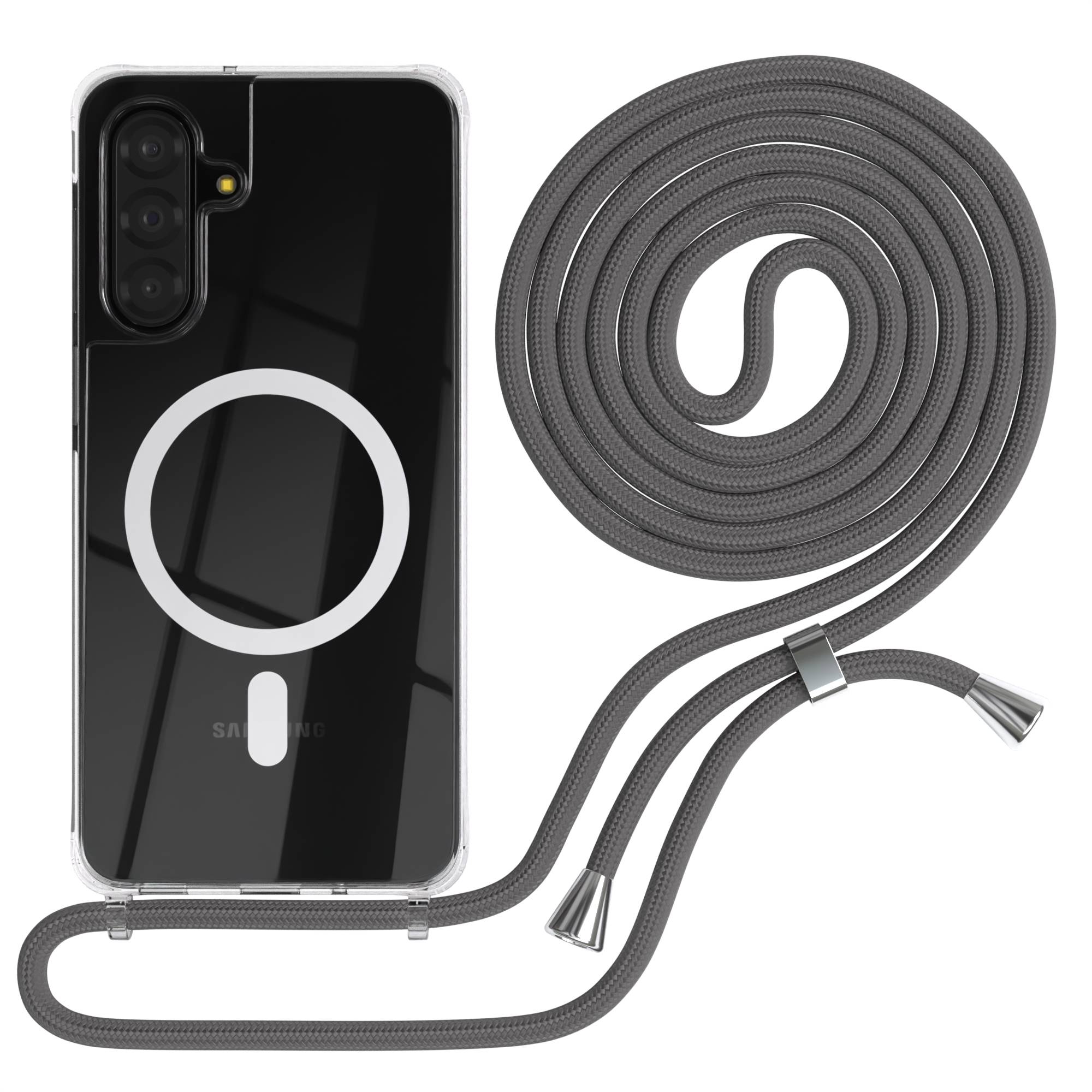 Samsung Galaxy A17 transparente Handykette mit MagSafe und verstellbarer Kordel 