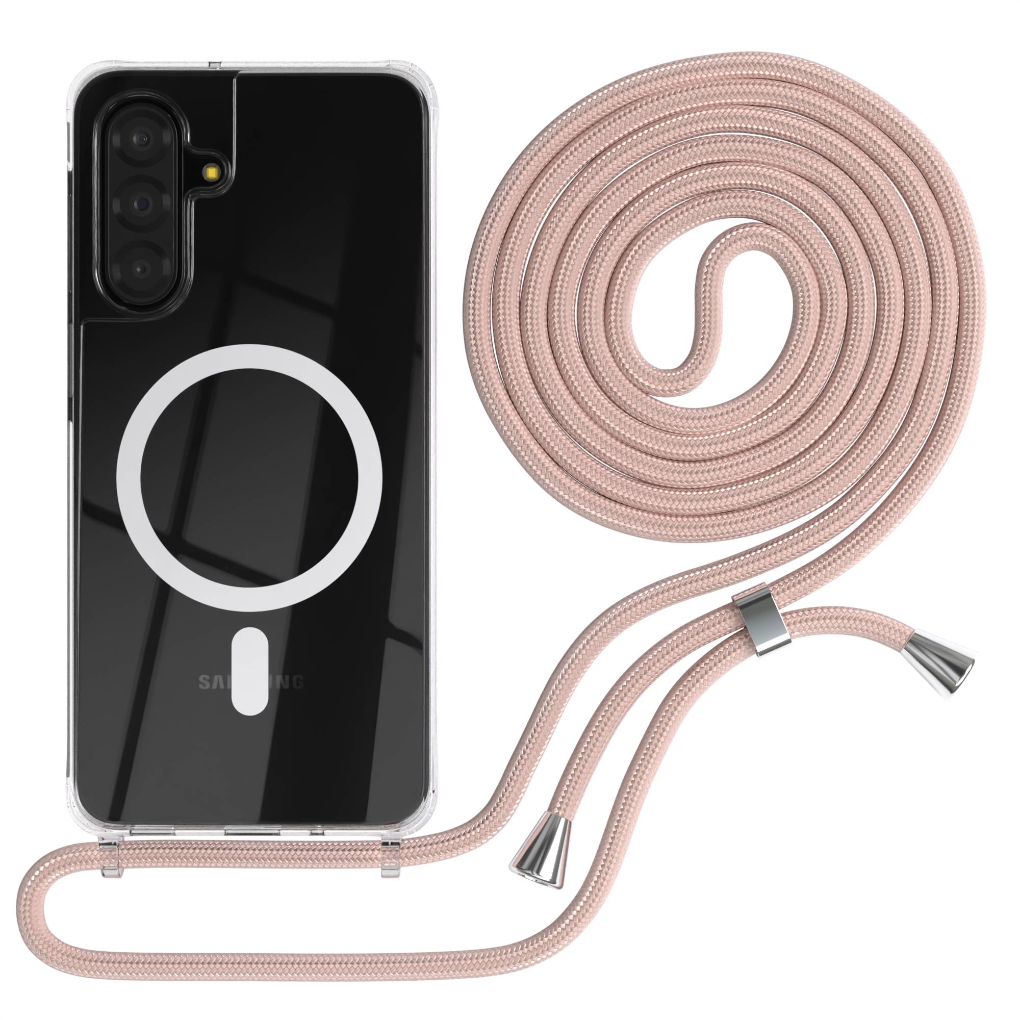 Samsung Galaxy A17 transparente Handykette mit MagSafe und verstellbarer Kordel 