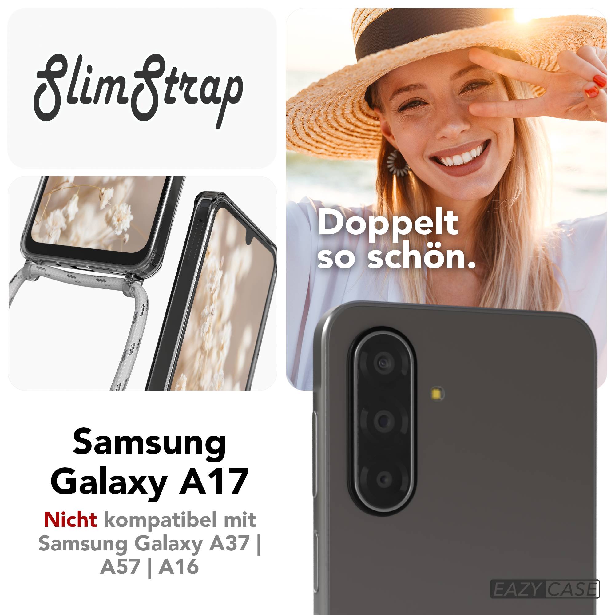 Samsung Galaxy A17 transparente Handykette mit MagSafe und verstellbarer Kordel 