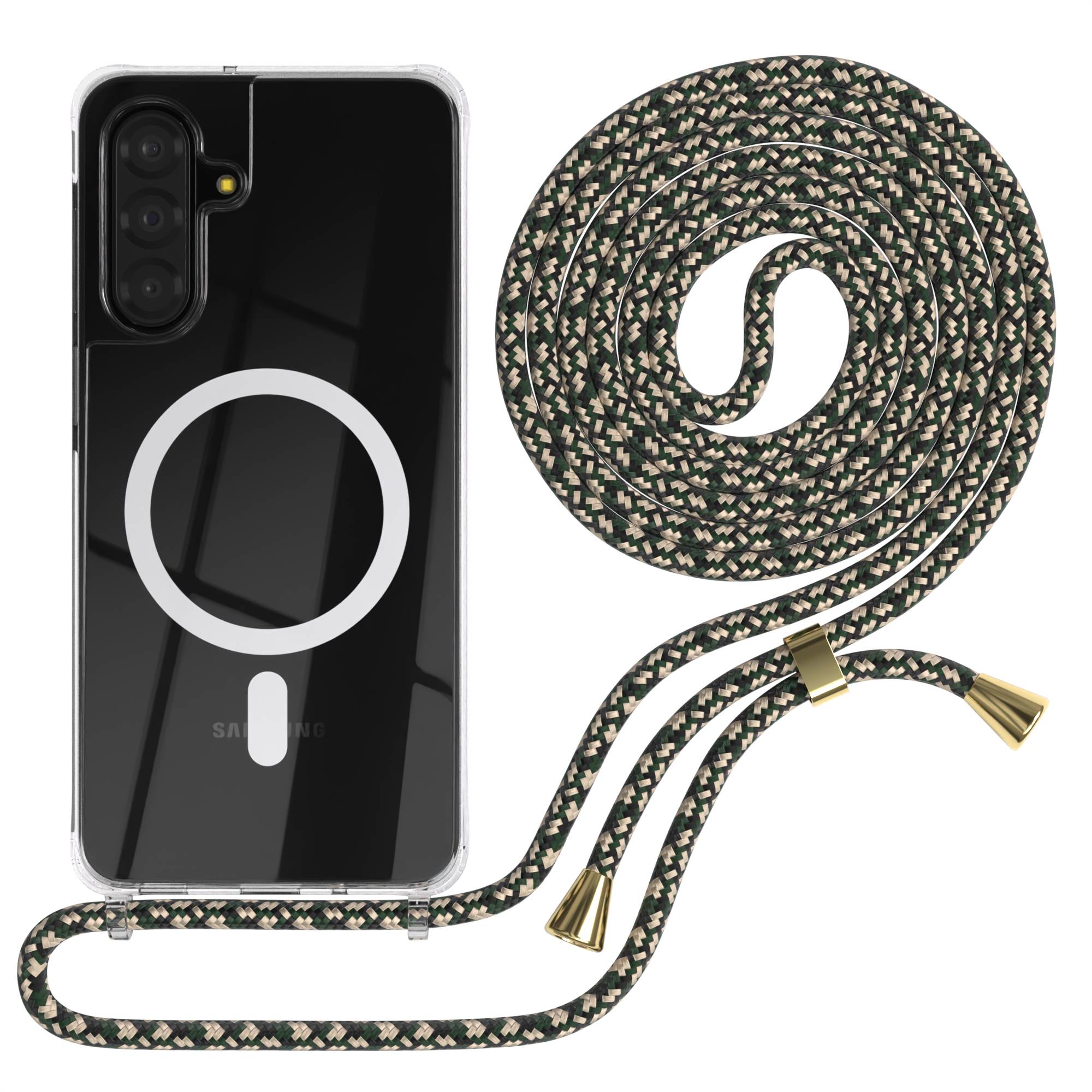Samsung Galaxy A17 transparente Handykette mit MagSafe und verstellbarer Kordel 