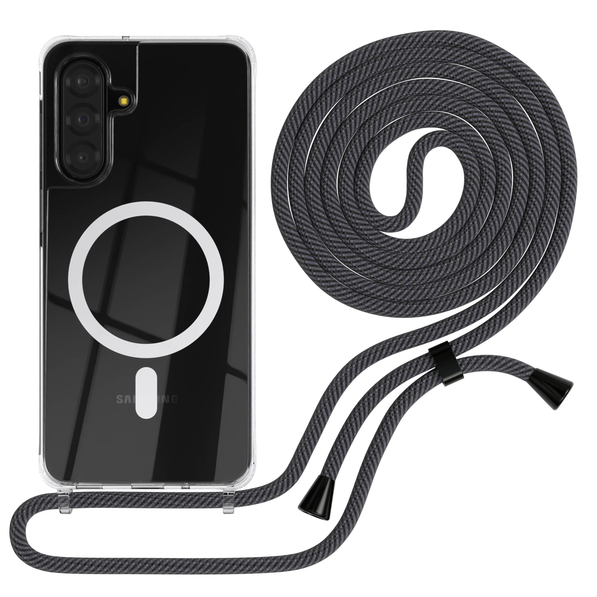 Samsung Galaxy A17 transparente Handykette mit MagSafe und verstellbarer Kordel 