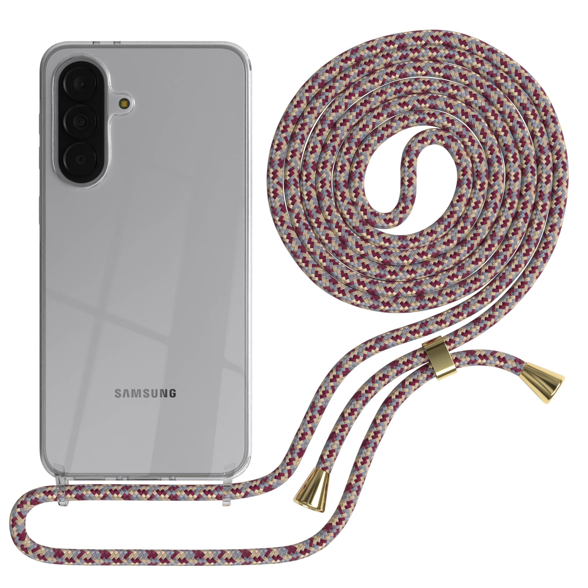 Samsung Galaxy A37 transparente Handykette mit verstellbarer Kordel TPU Schutzhülle 