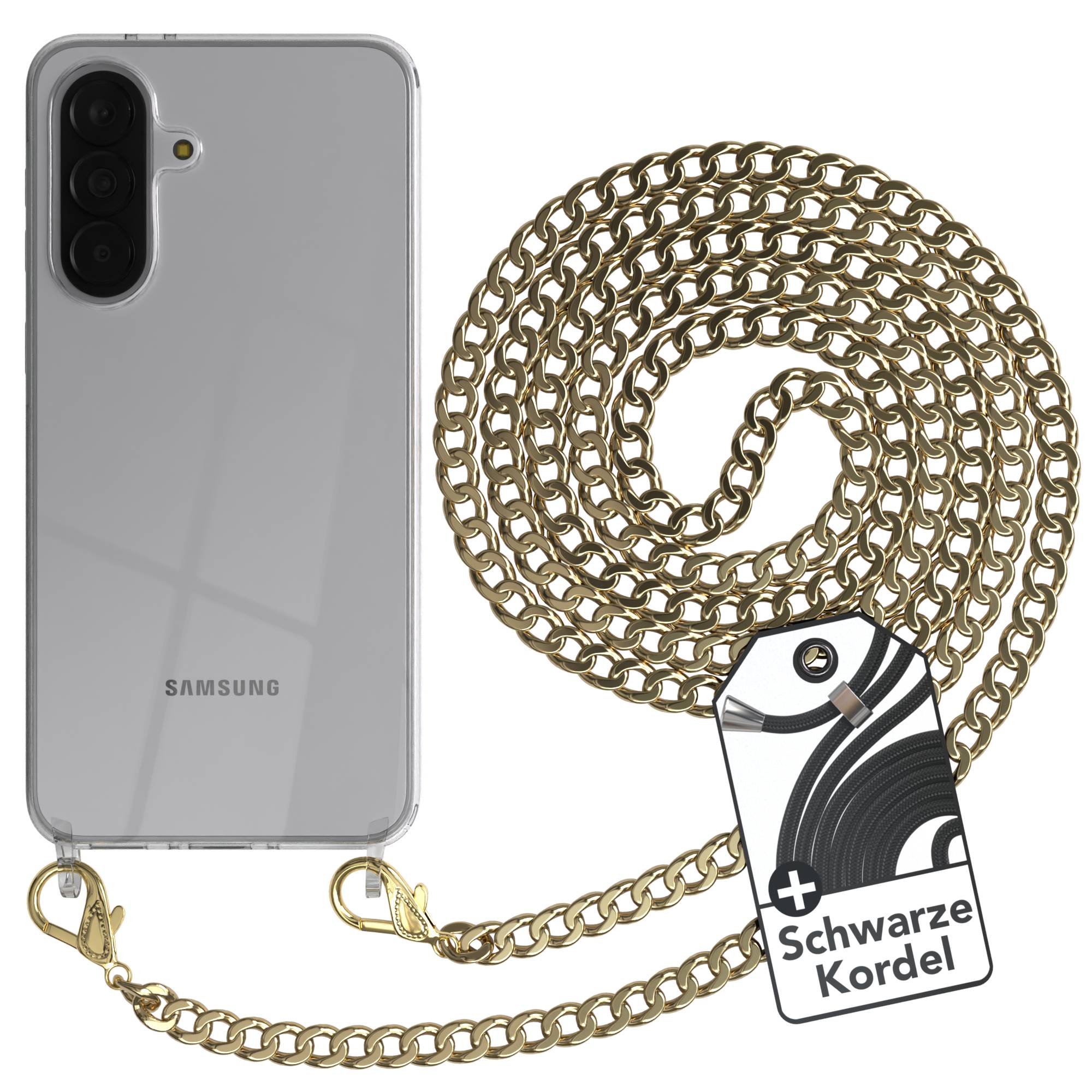 Samsung Galaxy A37 Handykette TPU Hülle schwarze Metallkordel EAZY CASE 
