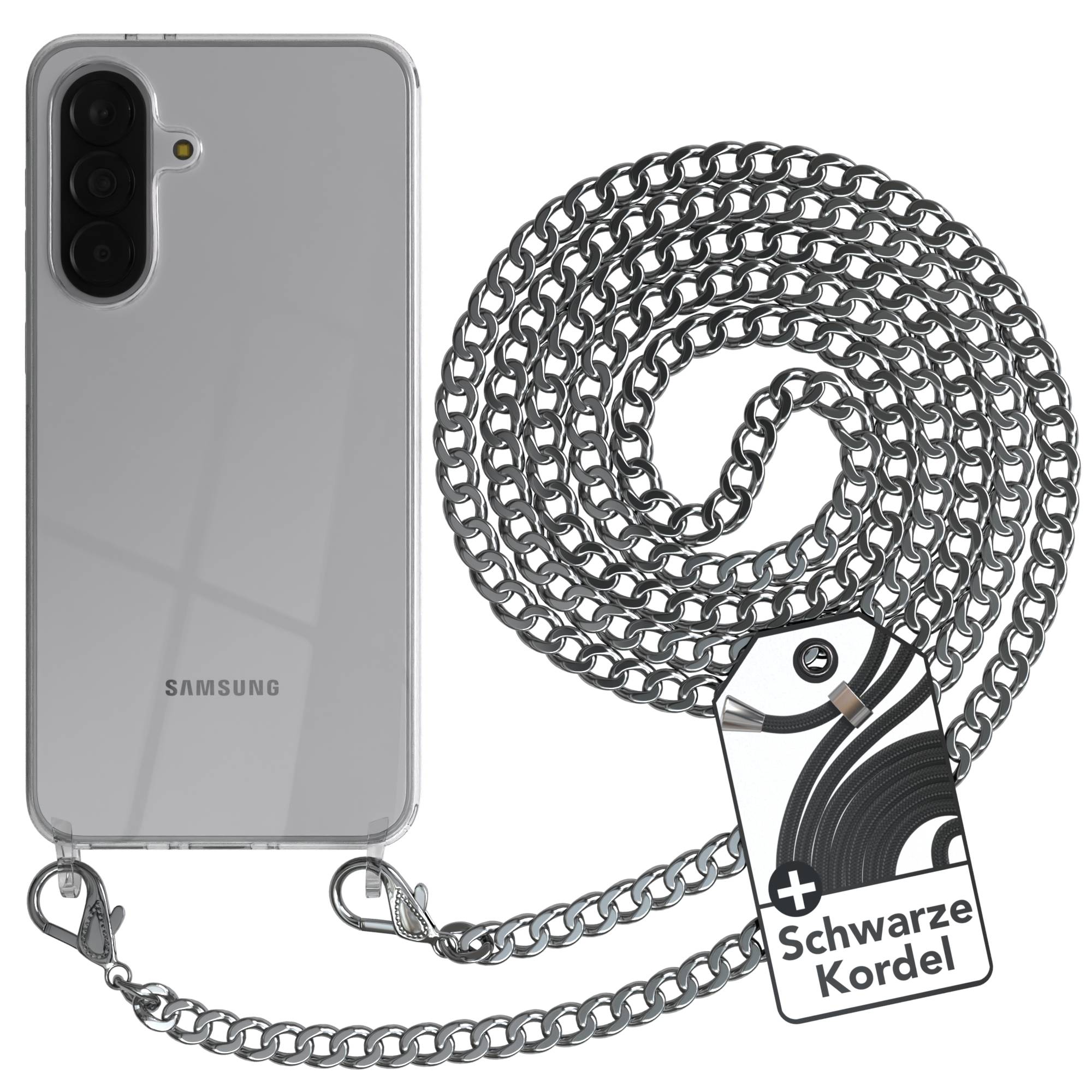 Samsung Galaxy A37 Handykette TPU Hülle schwarze Metallkordel EAZY CASE 