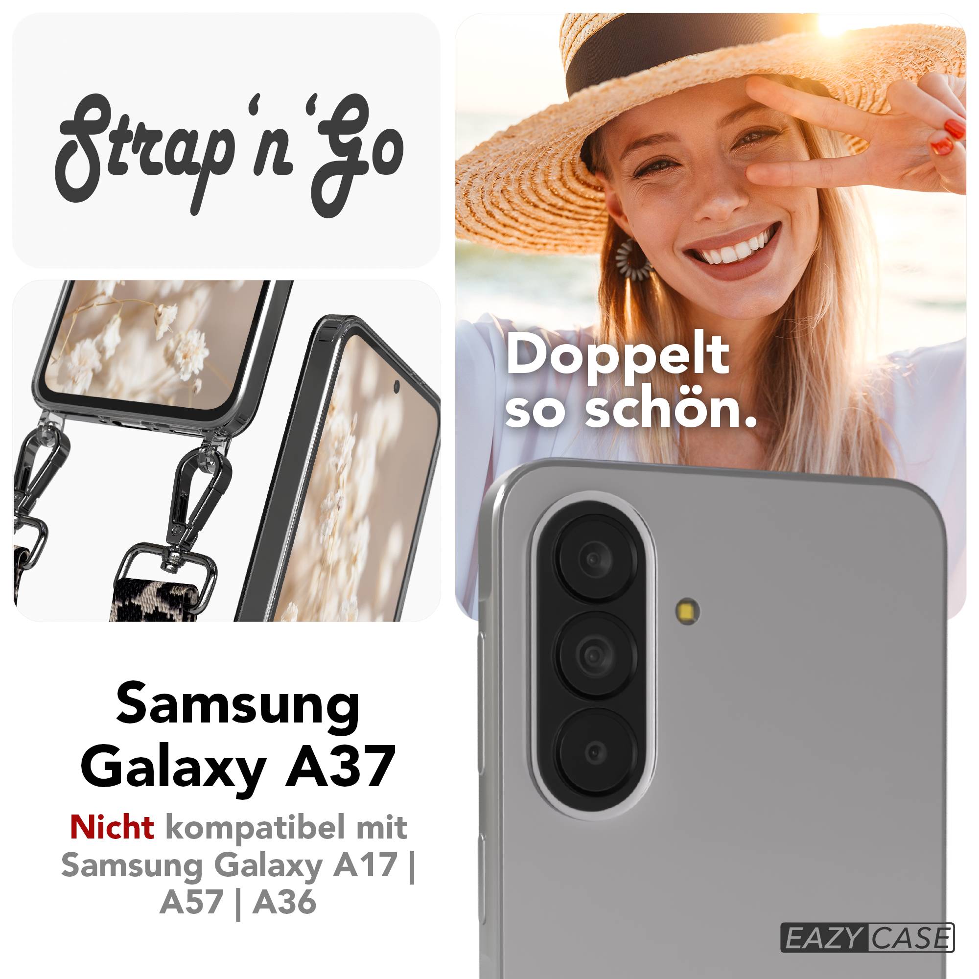 Samsung Galaxy A37 Handykette mit Boho Band verstellbar zum Umhängen 